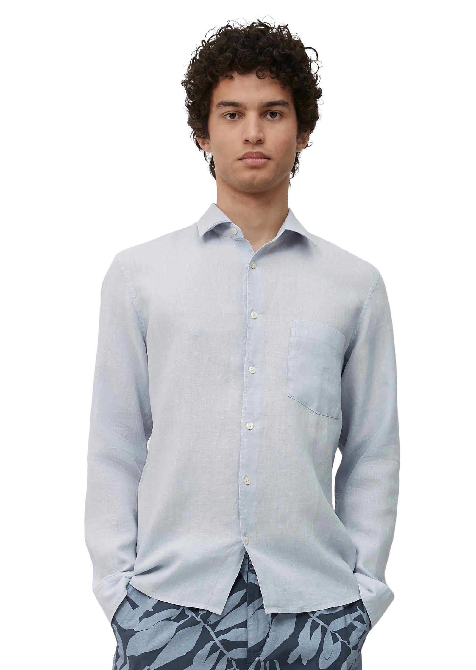 Kurzarmhemd sommerlich blau Marc O'Polo Qualität leichter aus