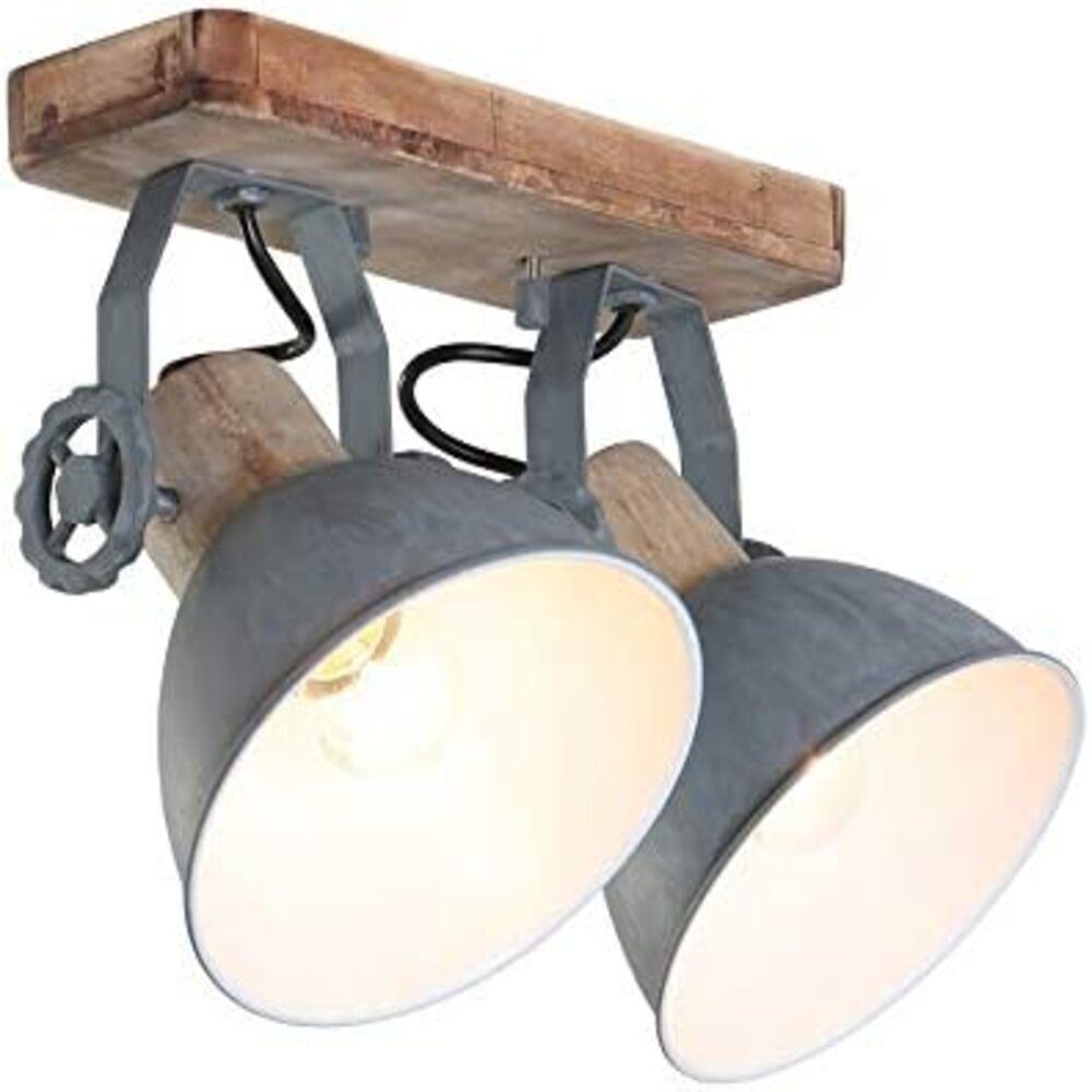 Lichthandel Hoch LED 7W Deckenleuchte Metall Deckenlampe LED moderne LED, Vintage wechselbar, 7969Grau Holz Retro Industrie incl. Warmweiß