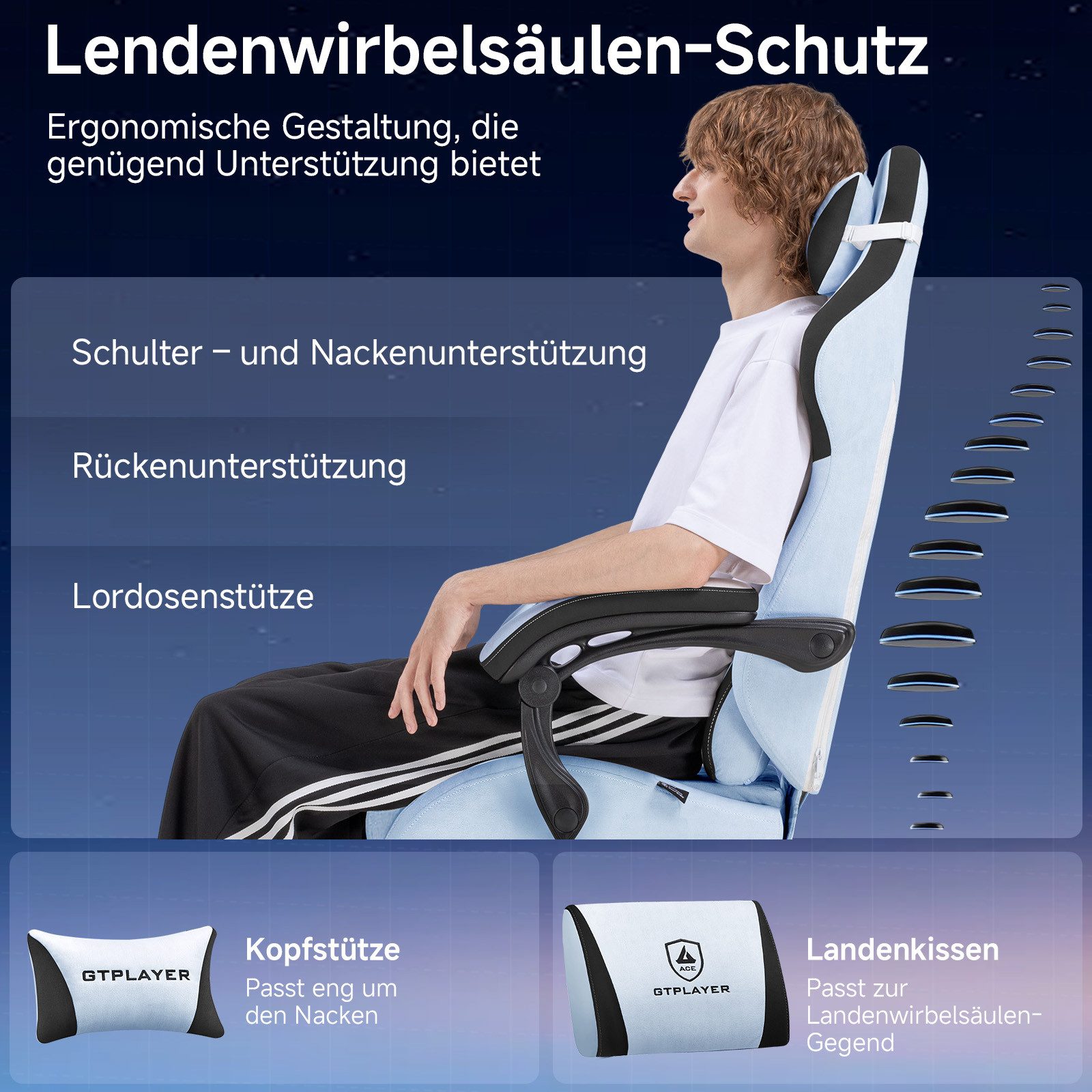 GTPLAYER Gaming-Stuhl Ergonomischer Gaming Sessel Schreibtischstuhl günstig online kaufen