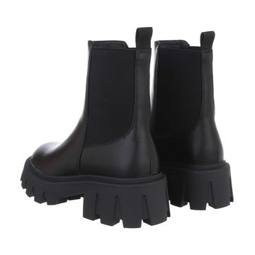 Ital-Design Damen Chelsea Freizeit Plateaustiefelette Blockabsatz Chelsea Boots in Schwarz