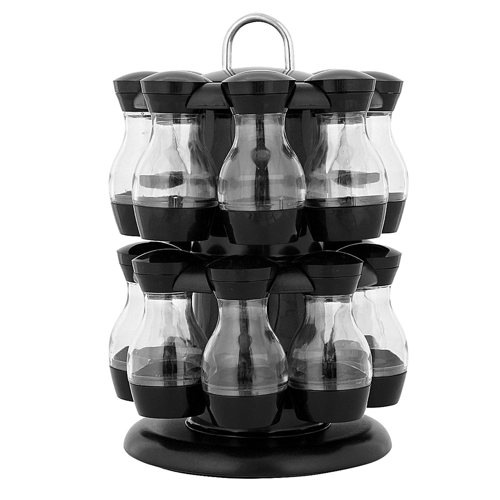 COSTWAY Gewürzregal, drehbar, mit 16 Gewürzdosen, 2 Etagen, ABS