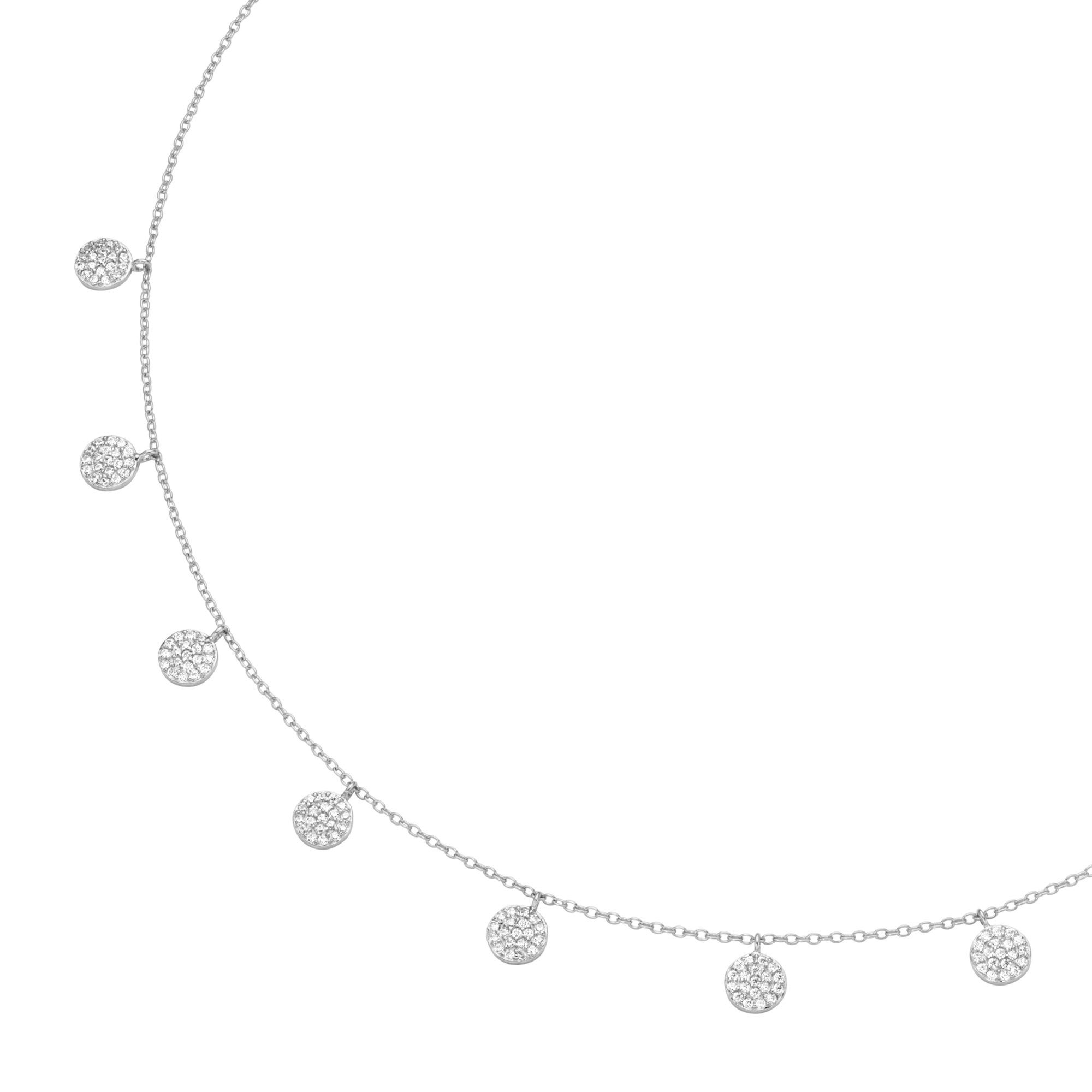 Smart Jewel Collier Plättchen mit Zirkonia Steinen, Silber 925