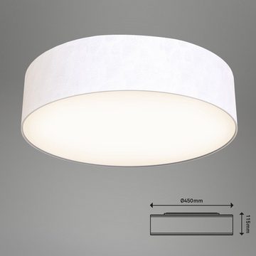 Briloner Leuchten LED Deckenleuchte 3379-016, Stoffschirm, LED fest verbaut, Warmweiß, Deckenlampe, 45x11,5cm, Weiß, 18W, Wohnzimmer, Schlafzimmer, Küche