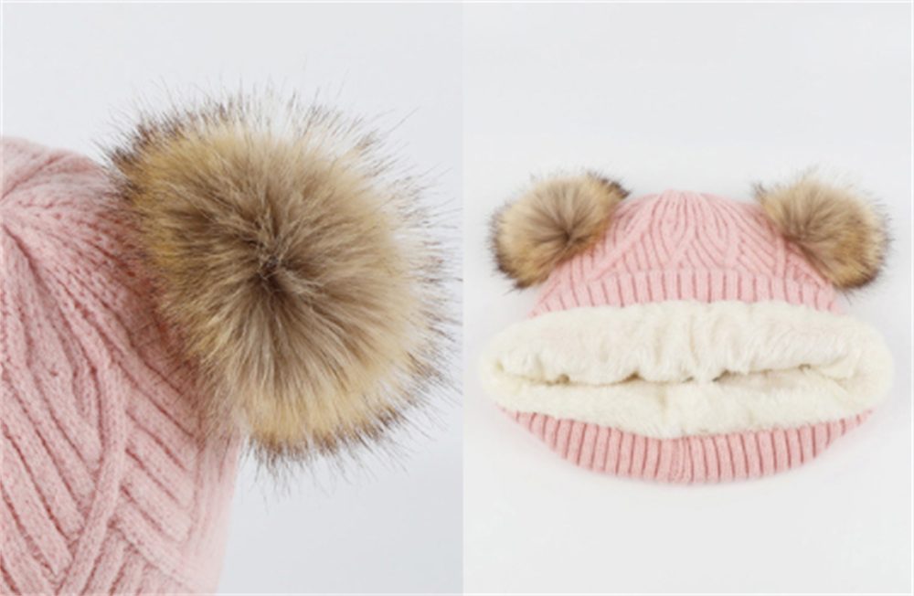 LYDMN Mütze & Schal Kinder Wintermütze, Kinder für Schal Handschuhe) Warmes Lätzchen, dreiteiliges für Handschuhe (Mütze, Set rosa und