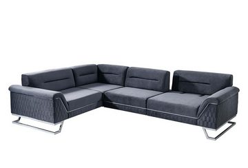 JVmoebel Ecksofa Stilvolle Graue L-Form Couch Wohnzimmer Designer Stoffsofa Eckcouch, 1 Teile, Made in Europa