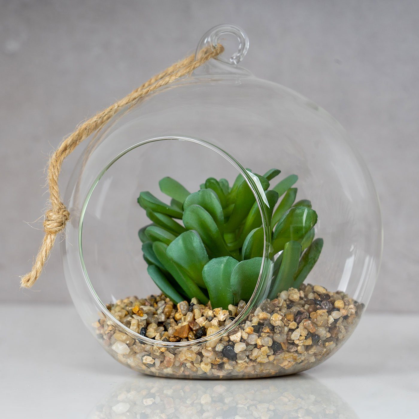 Levandeo® Dekoobjekt, 4er Set Glas Tischdeko Set Sukkulenten 1 Pflanze 10x12cm Grün Kunstpflanze