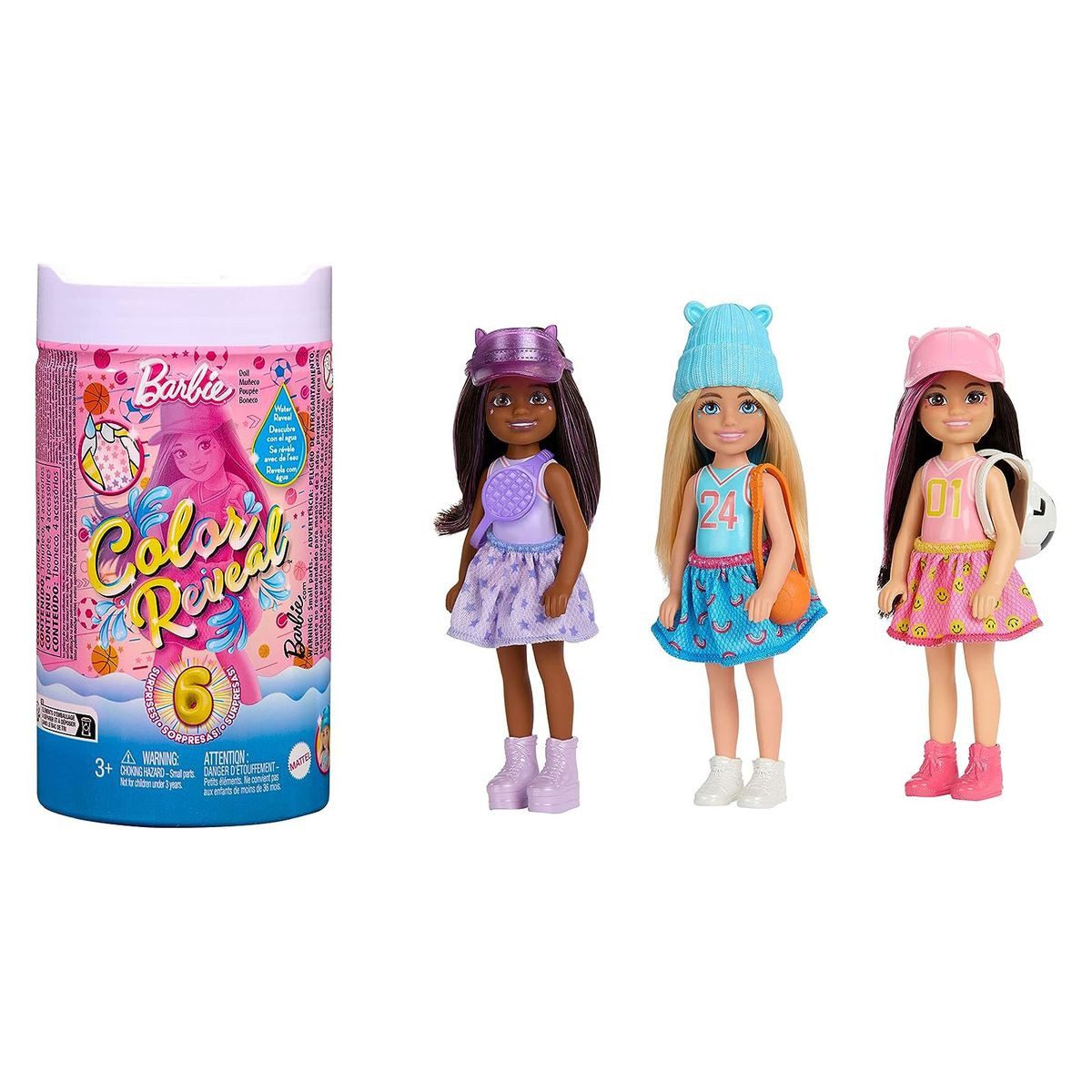 Mattel® Spielwelt Mattel HKT85 sort. Barbie Color Reveal Chelsea Puppe+6Überraschungen