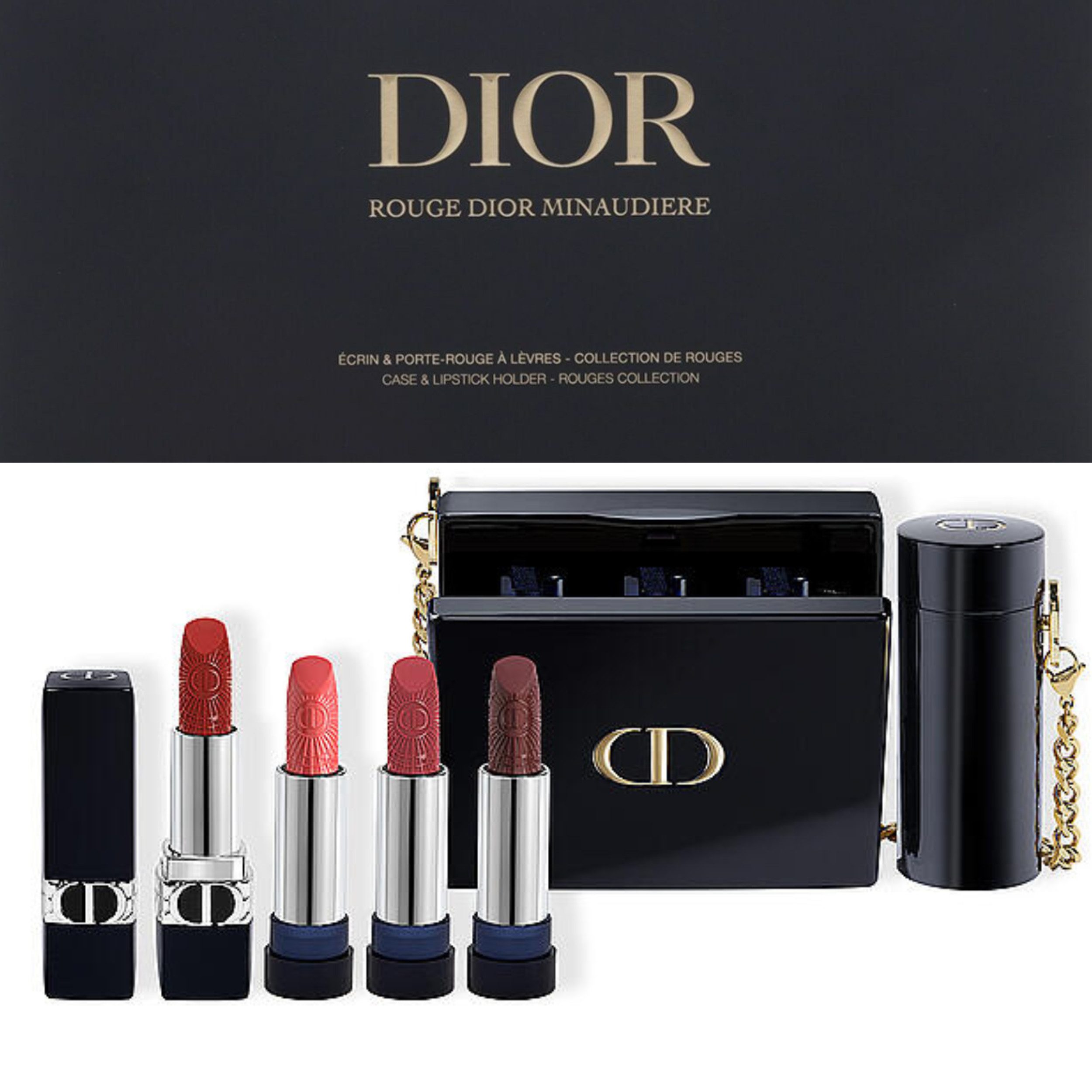 Lippenstift DIOR Geschenkset 2025 - Rouge Dior Minaudière - Etui + 4 Lippenstifte