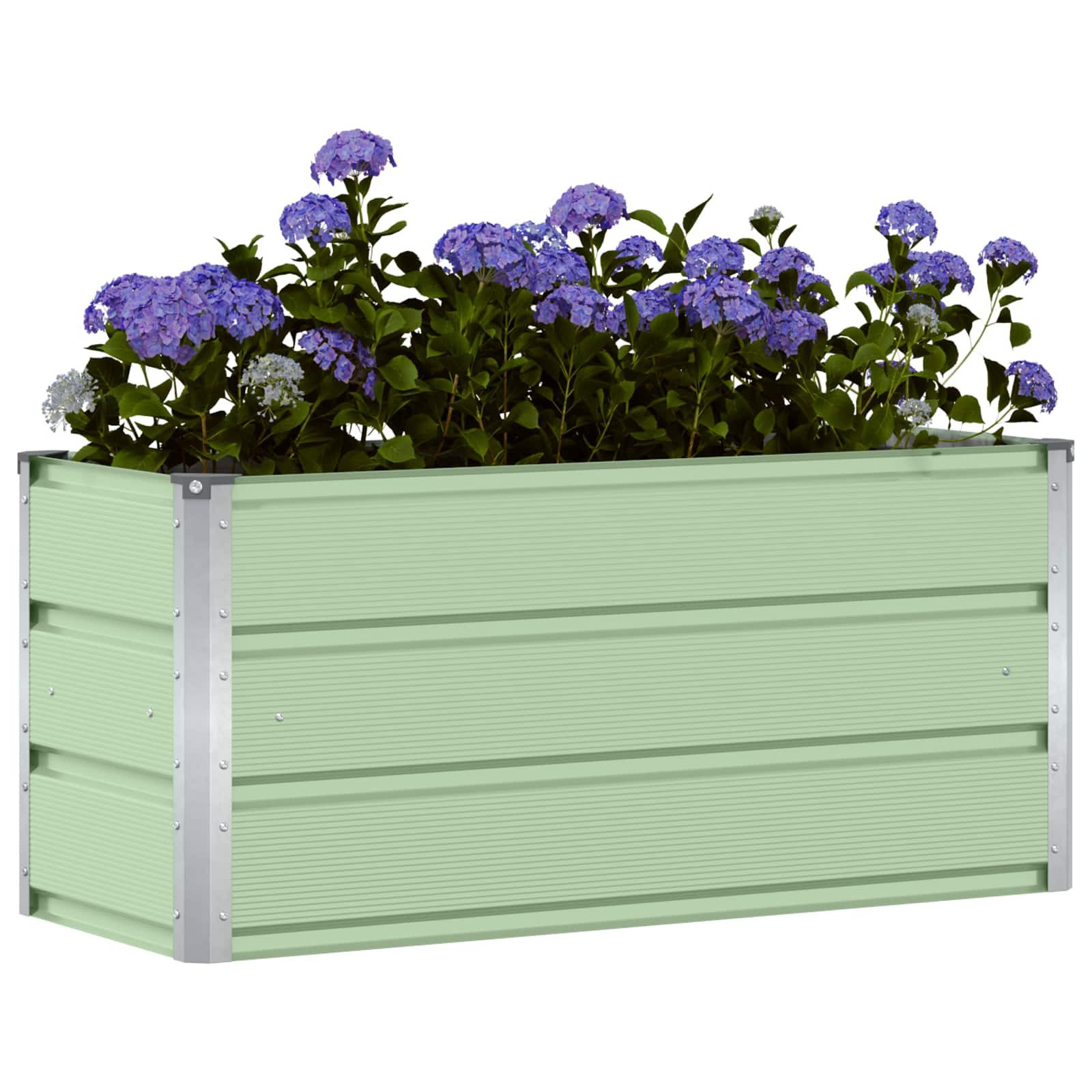 vidaXL Blumentopf Pflanzkübel Grün 100 x 40 x 45 cm Stahl (1 St) günstig online kaufen