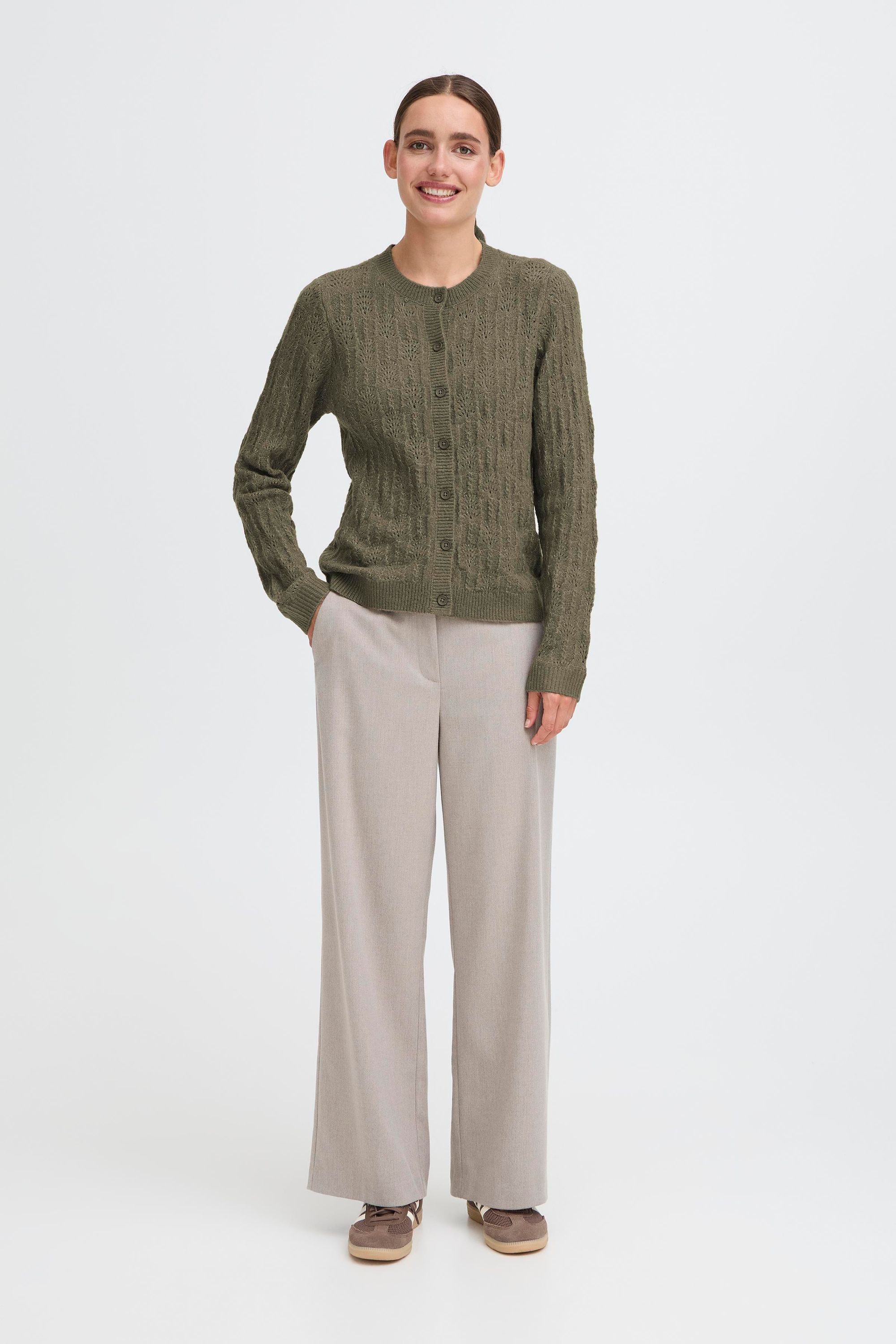 OXMO Strickjacke OXSinva Süßer Cardigan mit Strickmuster