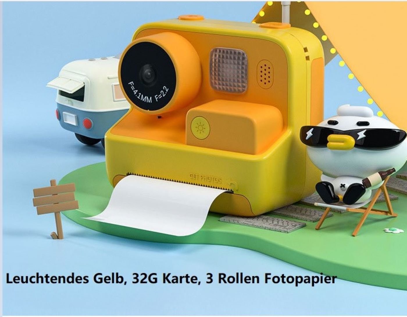 DTC GmbH Kinder-Polaroidkamera ( Lebendiges Gelb) Kinderkamera