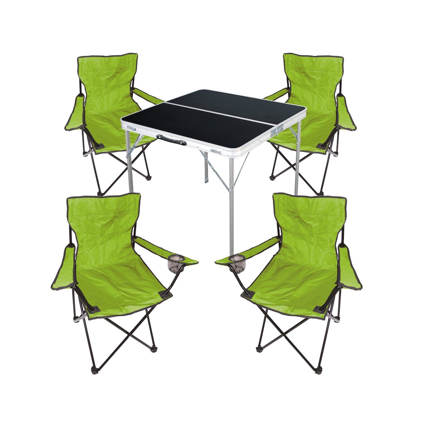 Essgruppe mit 5-teiliges Tasche Tisch+Campingstühle limegrün Set Mojawo Campingmöbel