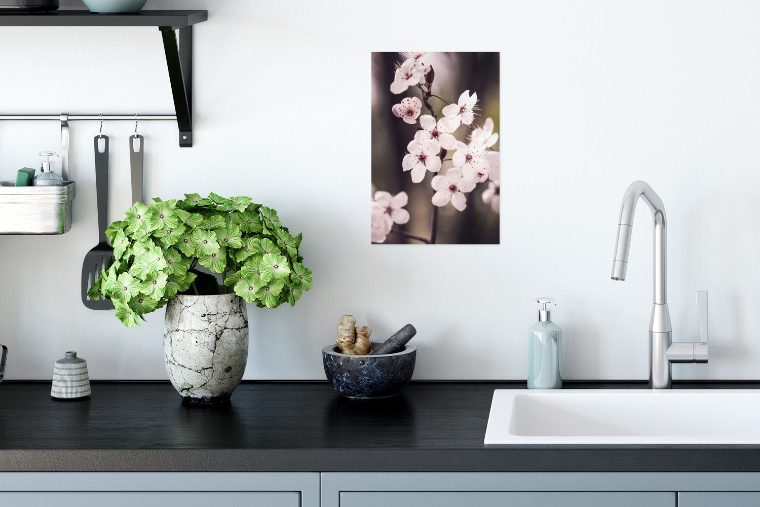 Wandbild, - Poster (1 Weiß St), - Ohne MuchoWow - Blüte, - Poster, Pflanze Wohnzimmer, Wandposter Rahmen Natur Blumen für