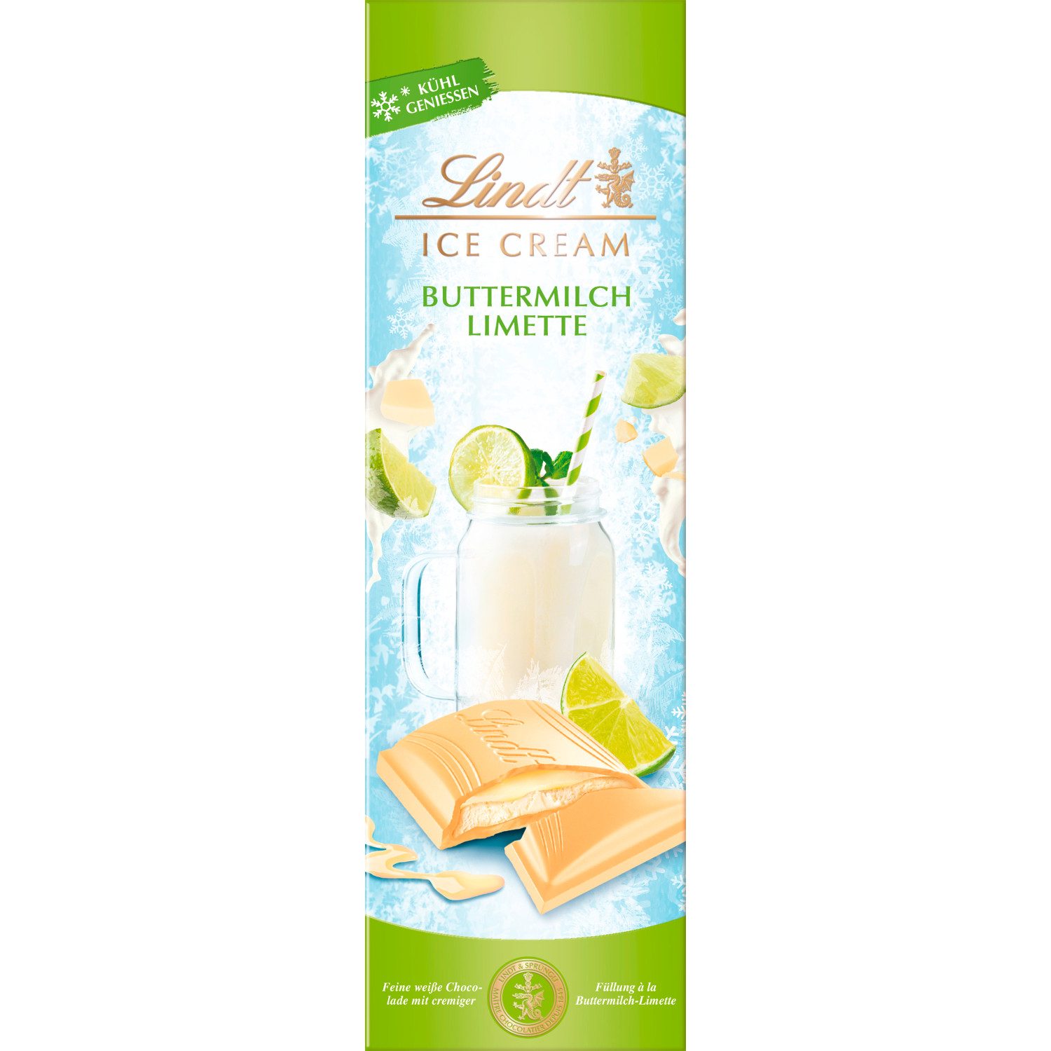 LINDT Schokolade 100g Buttermilch Limette Tafel Weisse Sommer Schokolade Erfrischung, 1 x 100 g, 1 St.