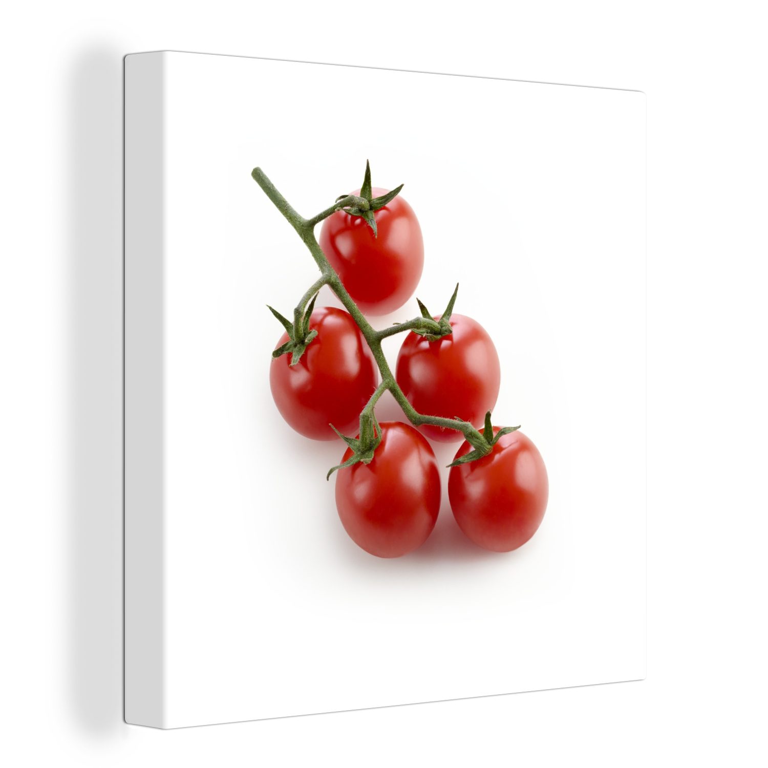 OneMillionCanvasses® Leinwandbild Rote und Hintergrund, weißen St), Tomaten Bilder glänzende Schlafzimmer Leinwand einem für vor (1 Wohnzimmer