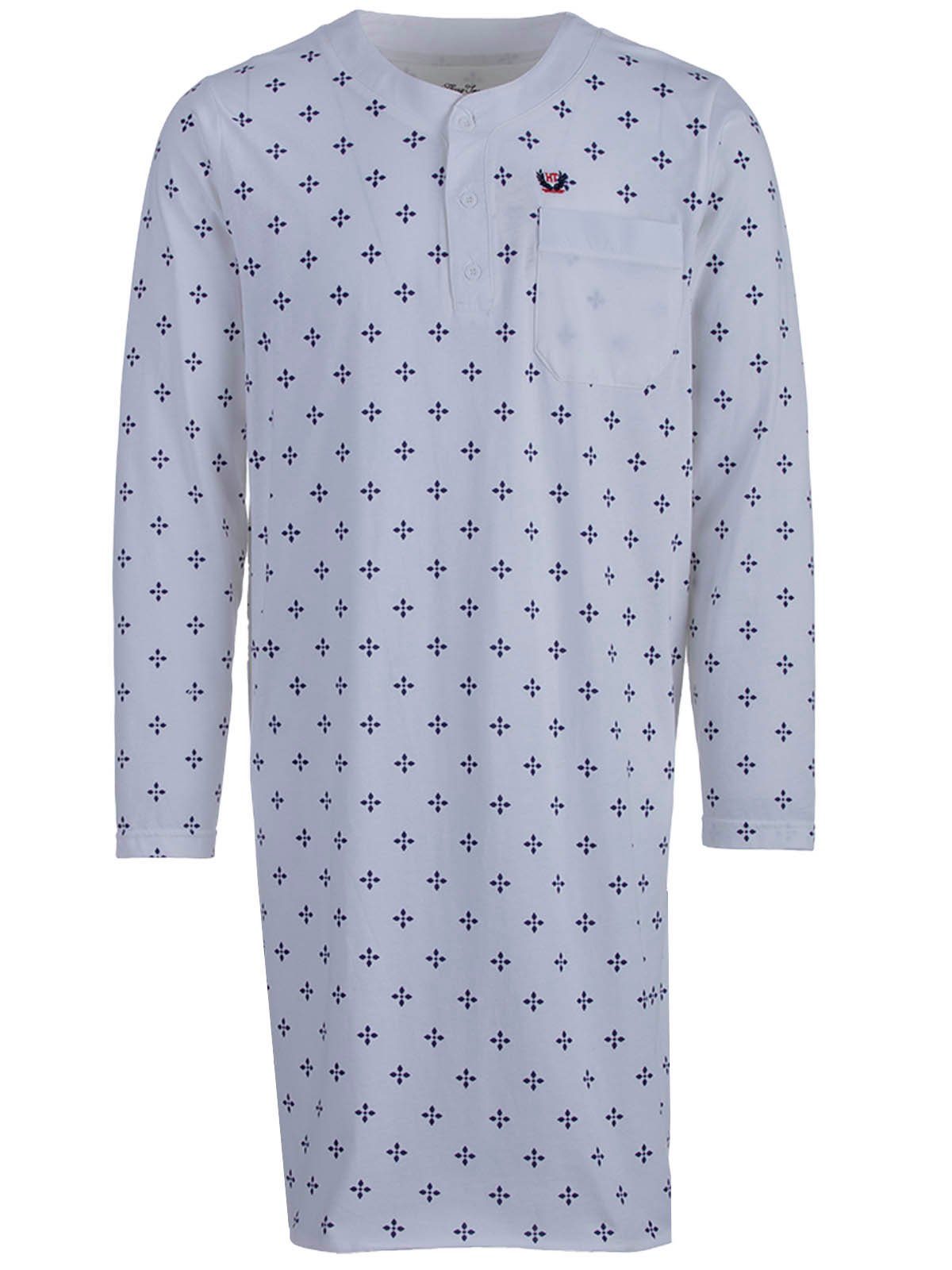 Henry Terre Nachthemd Nachthemd Langarm - Kreuz weiß