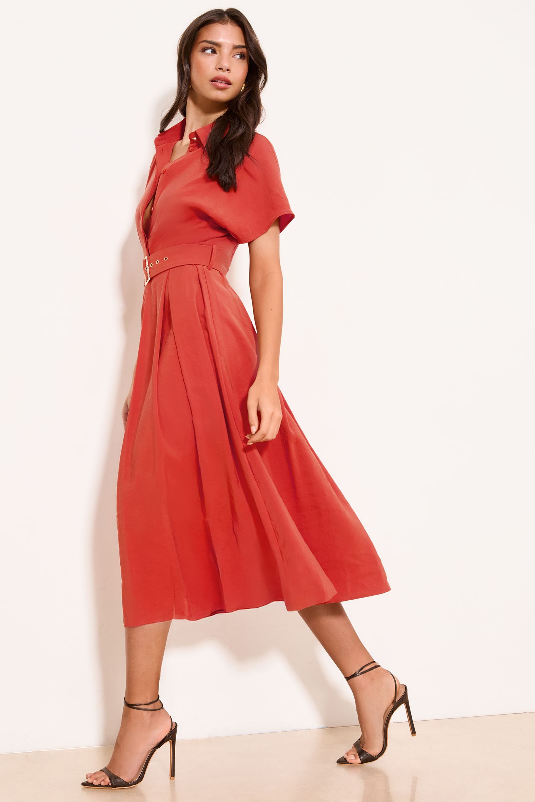 LIPSY Hemdblusenkleid Lipsy Kurzärmeliges Hemdblusenkleid mit Gürtel (1-tlg)