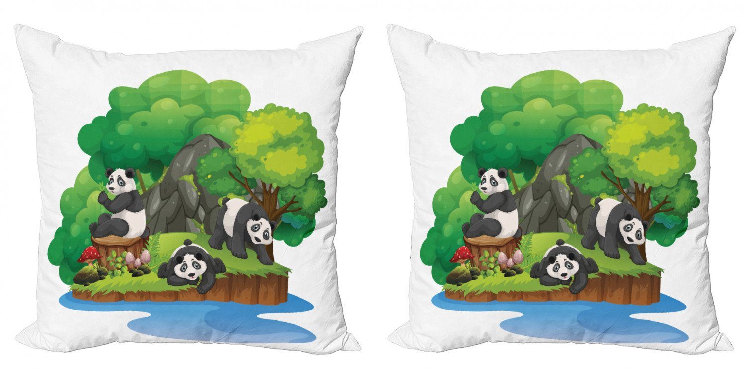 Säugetiere Accent (2 Stück), Panda einer Einstellung Digitaldruck, auf Insel Abakuhaus Kissenbezüge Doppelseitiger Modern