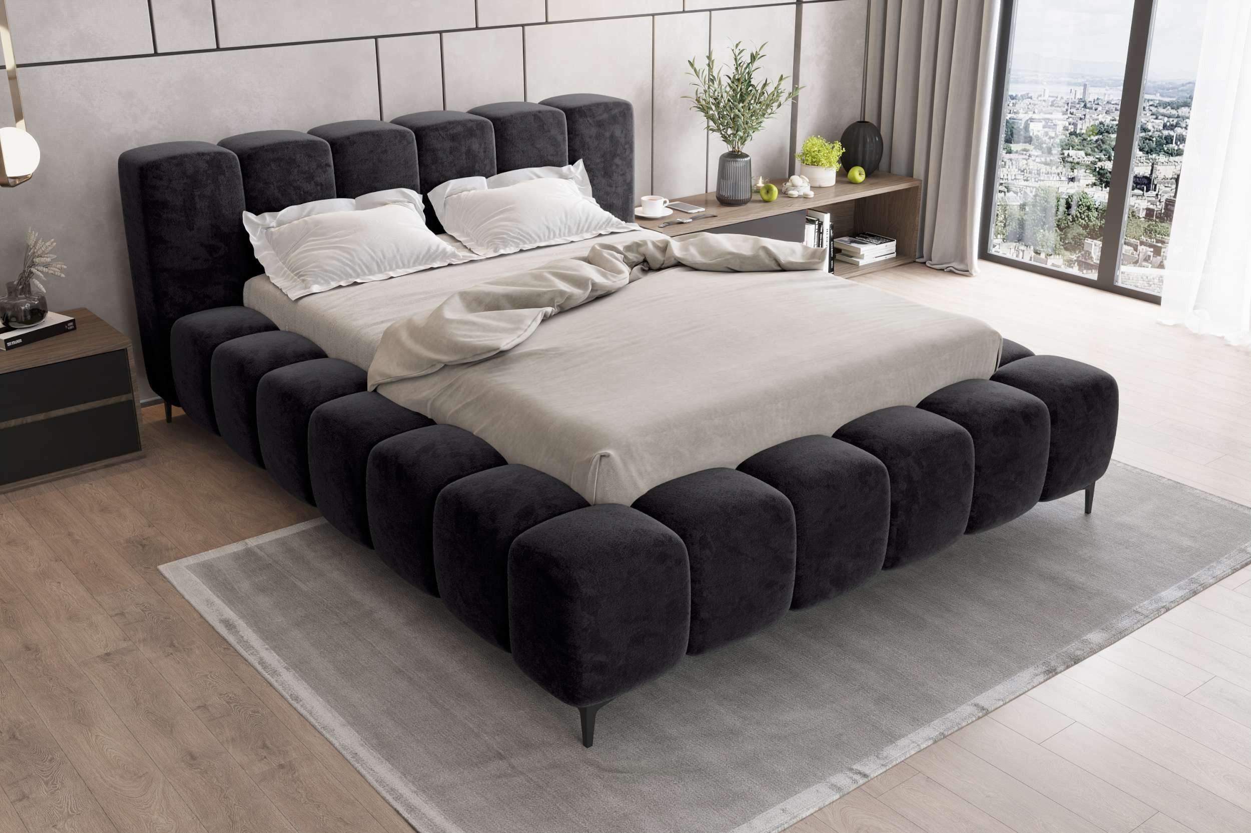 99rooms Polsterbett Cozy (Schlafzimmerbett, Bett), 140/160/180x200 cm, mit Bettkasten, Lattenrost, ohne Matratze