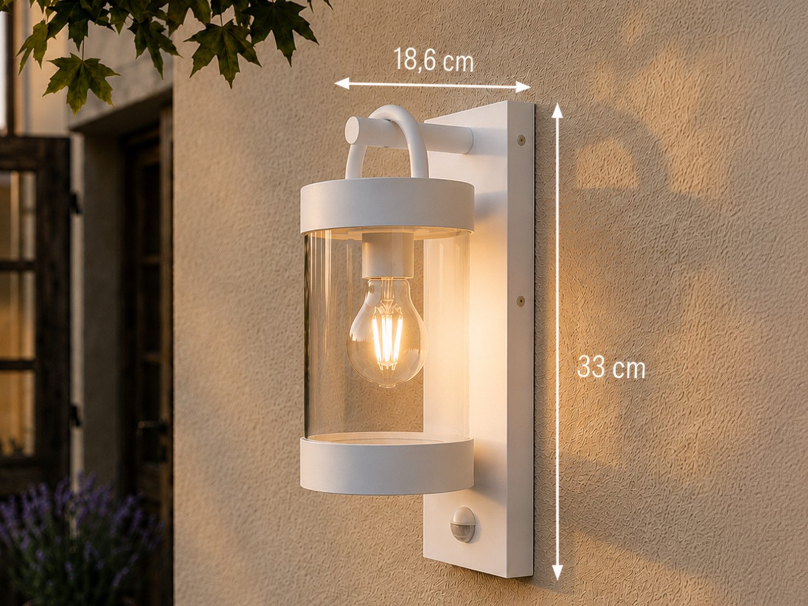 TRIO Leuchten LED Außen-Wandleuchte mit Bewegungsmelder, Höhe 33cm, Bewegungssensor, LED wechselbar, Warmweiß, Landhaus-Stil Wand Außenleuchte, Fassadenbeleucht – Bild 4 von 5