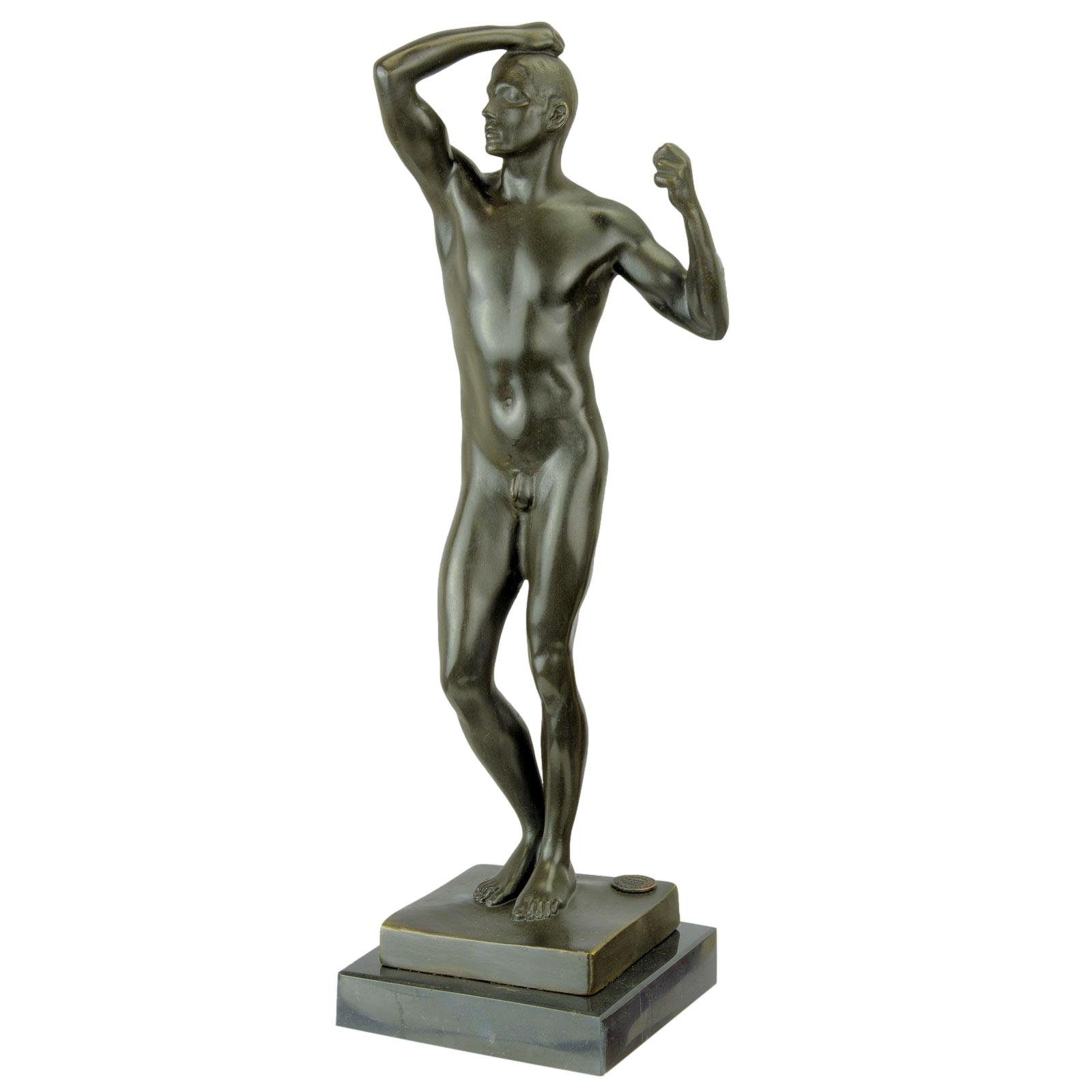 Skulptur Bronze Aubaho Garten Skulptur nach Bronzefigur Antik-St Figur Eden Rodin Adam