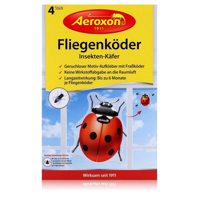 Aeroxon Insektenfalle Aeroxon Fliegenköder Insekten-Käfer Motiv 4 Stk. Fraßköder Aufkleber (
