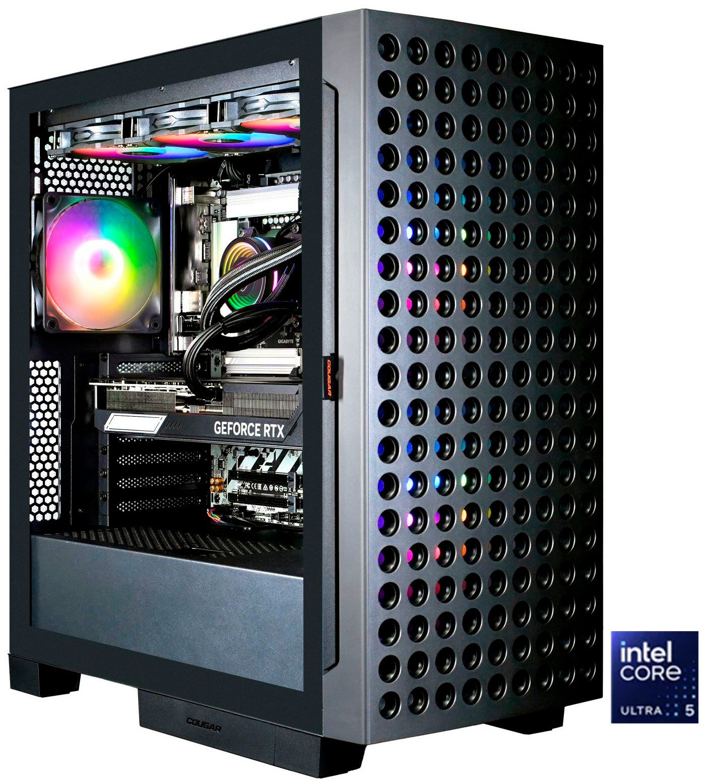 Cougar AIRFACE ECO BK Intel Core Ultra 5 250KF Plus 32GB DDR5 1TB SSD Gaming-PC (Intel® Core Ultra 5 250KF Plus, RTX 5070, 32 GB RAM, 1000 GB SSD, Wasserkühlung, Windows 11, DDR5 RAM)