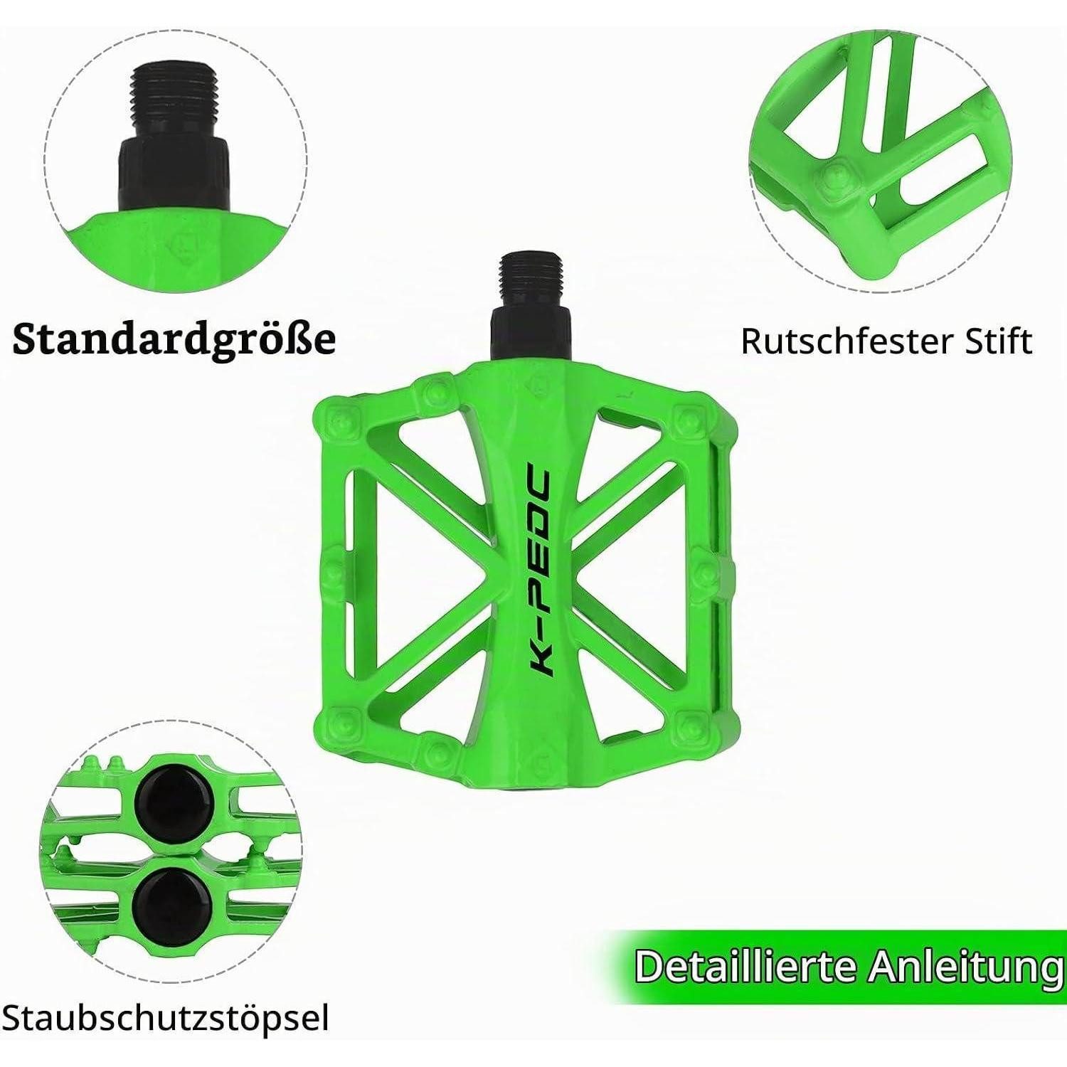 LuxusKollektion Plattformpedale Fahrrad Pedale Aluminium MTB/BMX grün