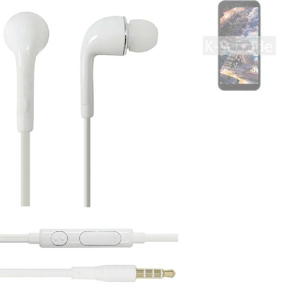K-S-Trade für u weiß In-Ear-Kopfhörer (Kopfhörer 3,5mm) Mikrofon Pro Headset Lautstärkeregler Doogee mit X97