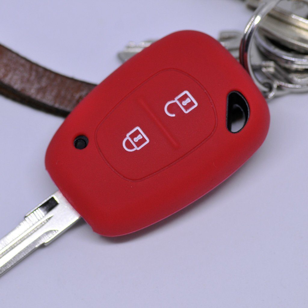 mt-key Schlüsseltasche Autoschlüssel Softcase Silikon Schutzhülle Rot, für Renault Kangoo Trafic Master OPEL Movano Vivaro Nissan Interstar