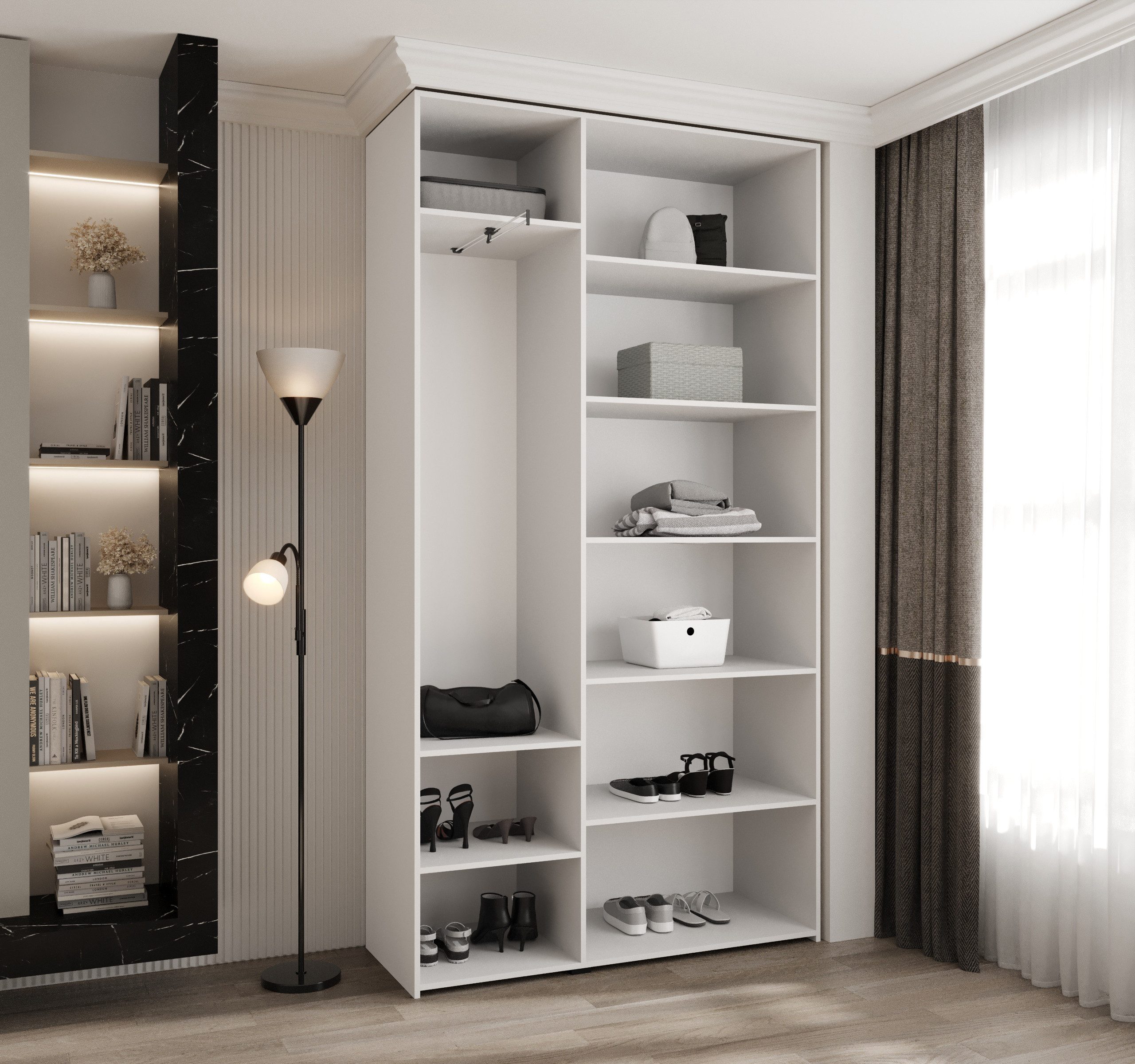 ABIKS MÖBEL Drehtürenschrank COMO 4 Schlafzimmerschrank mit Kleiderstange und Regalen