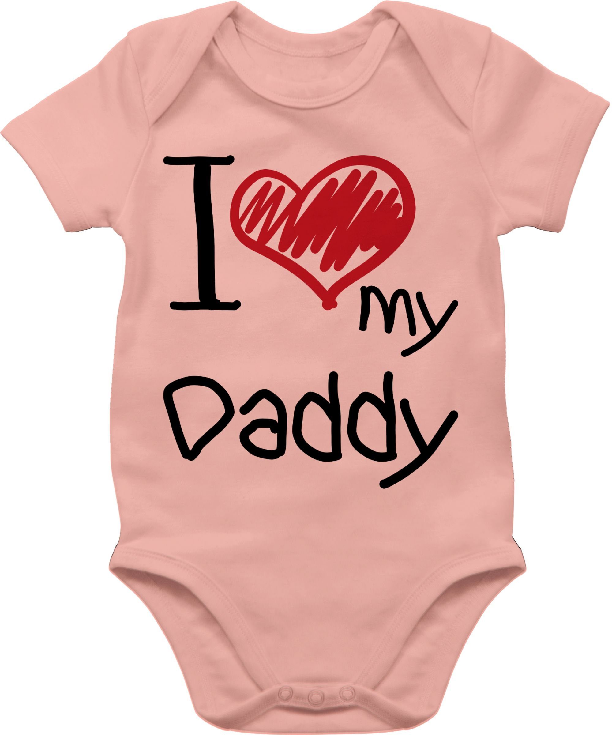 Shirtracer Shirtbody I love Vatertag Daddy 3 schwarz Baby my Geschenk Babyrosa