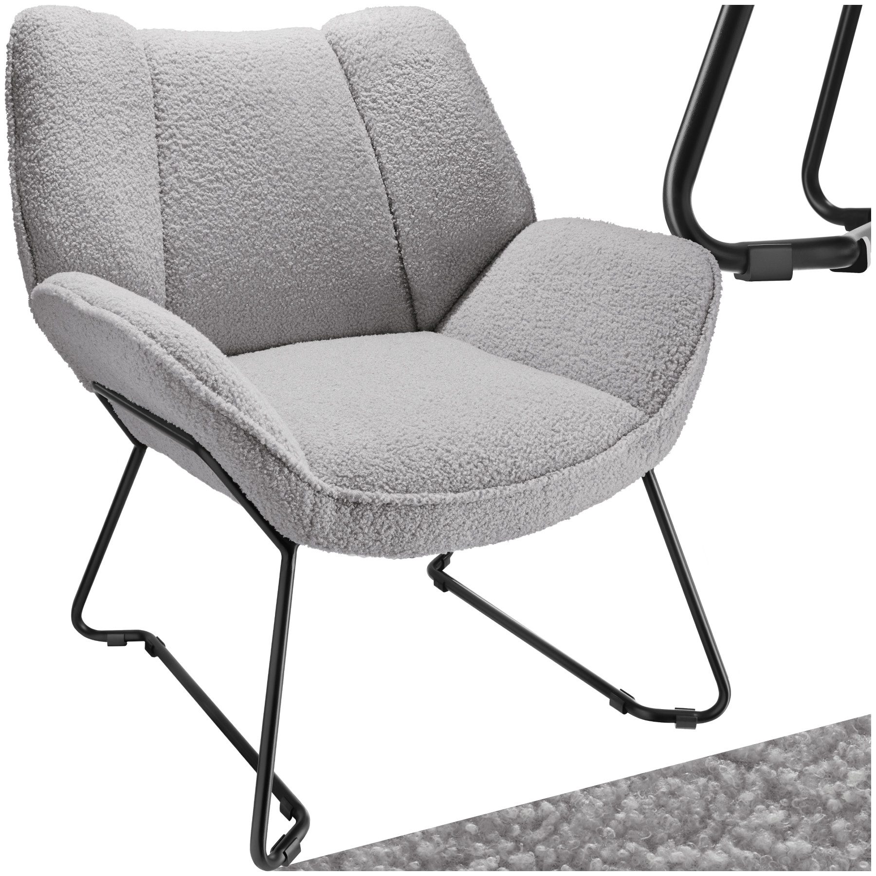 tectake Esszimmerstuhl Sessel Kjeld Bouclé, gepolstert, günstig online kaufen