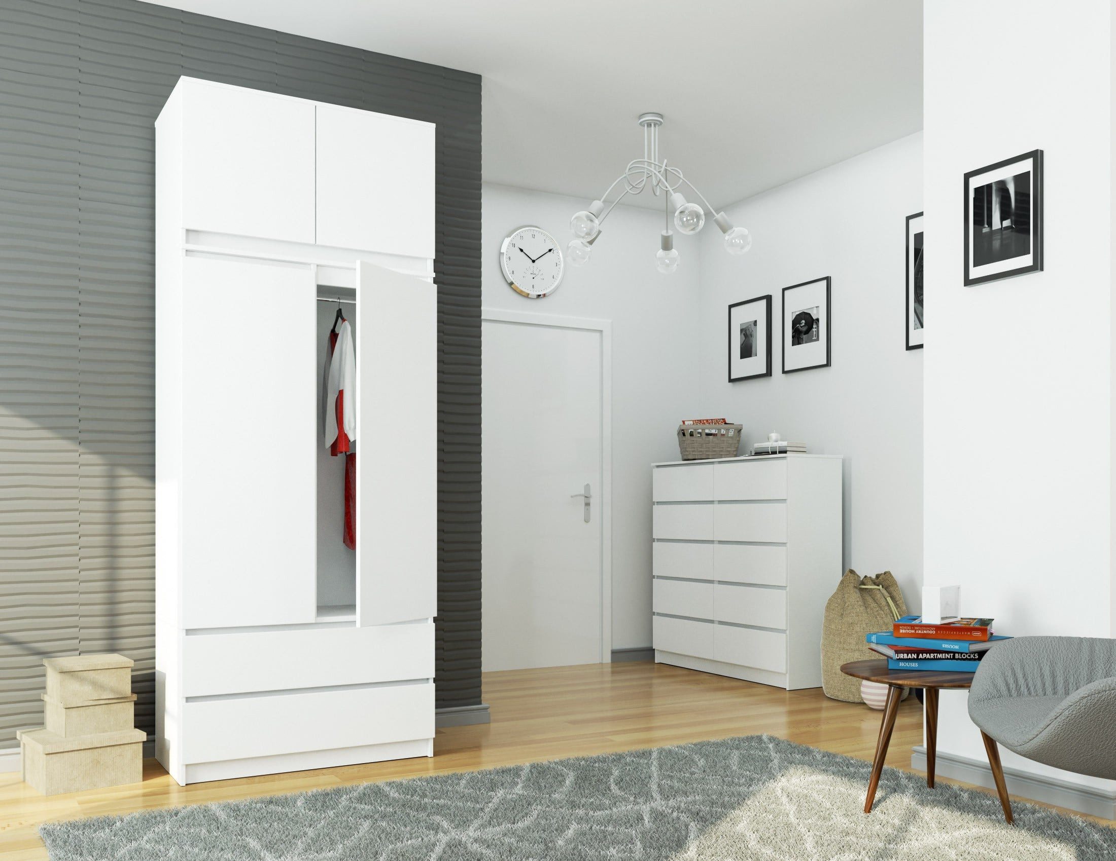 Raumhirsch Furniture Kleiderschrank - Mehr Stauraum für Ihr Schlafzimmer - Modern Robuster Schlafzimmerschrank mit cleverer Aufteilung