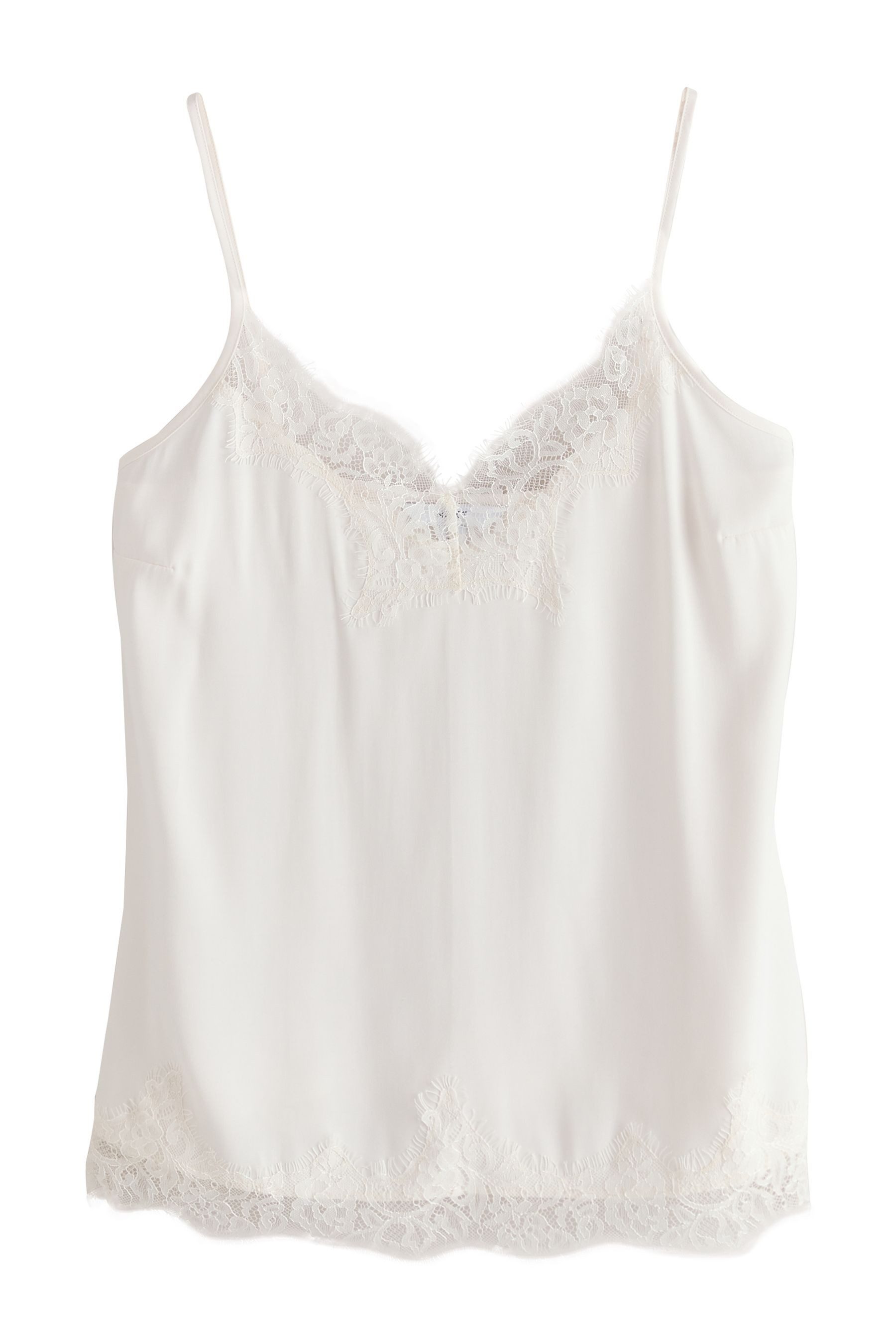 Next Trägertop Trägertop aus Satin mit Spitzenbesatz (1-tlg)