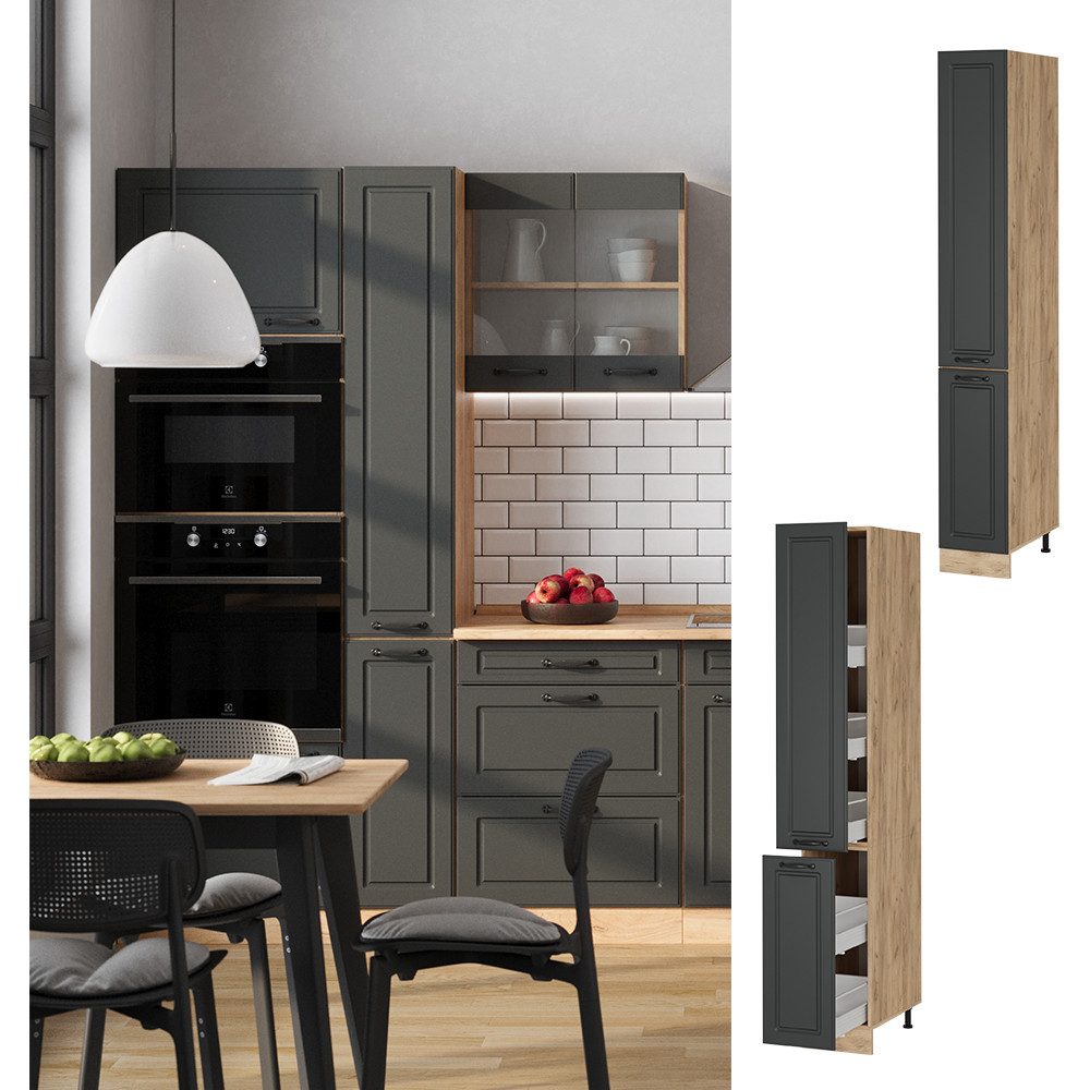 Vicco Hochschrank R-Line, Anthrazit Landhaus/Goldkraft Eiche, günstig online kaufen