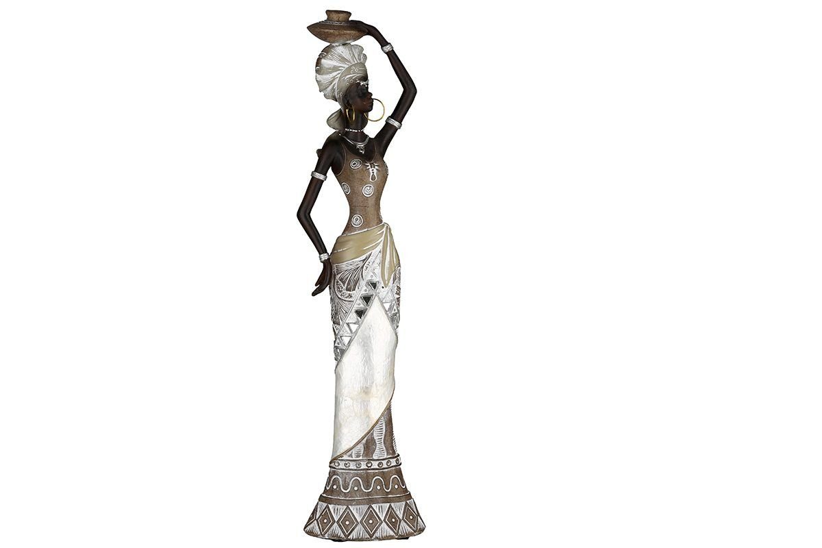 GILDE Dekoobjekt braun/beige Perlmutt Lady Nairobi Höhe mit Set 2er stehend Figur Poly