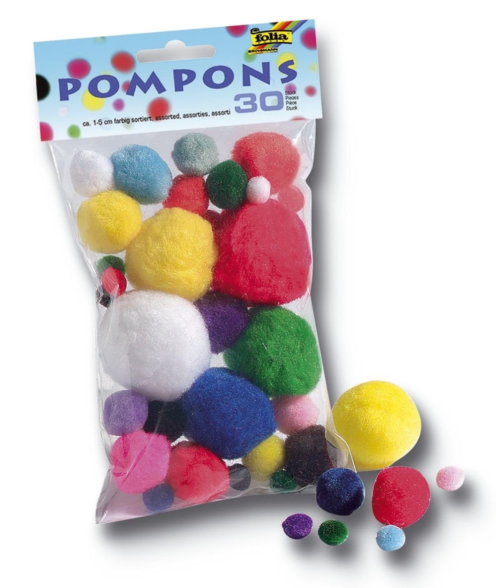 Pompons, folia und Stück, 30 Tintenpatrone Größen Folia sortiert Farben