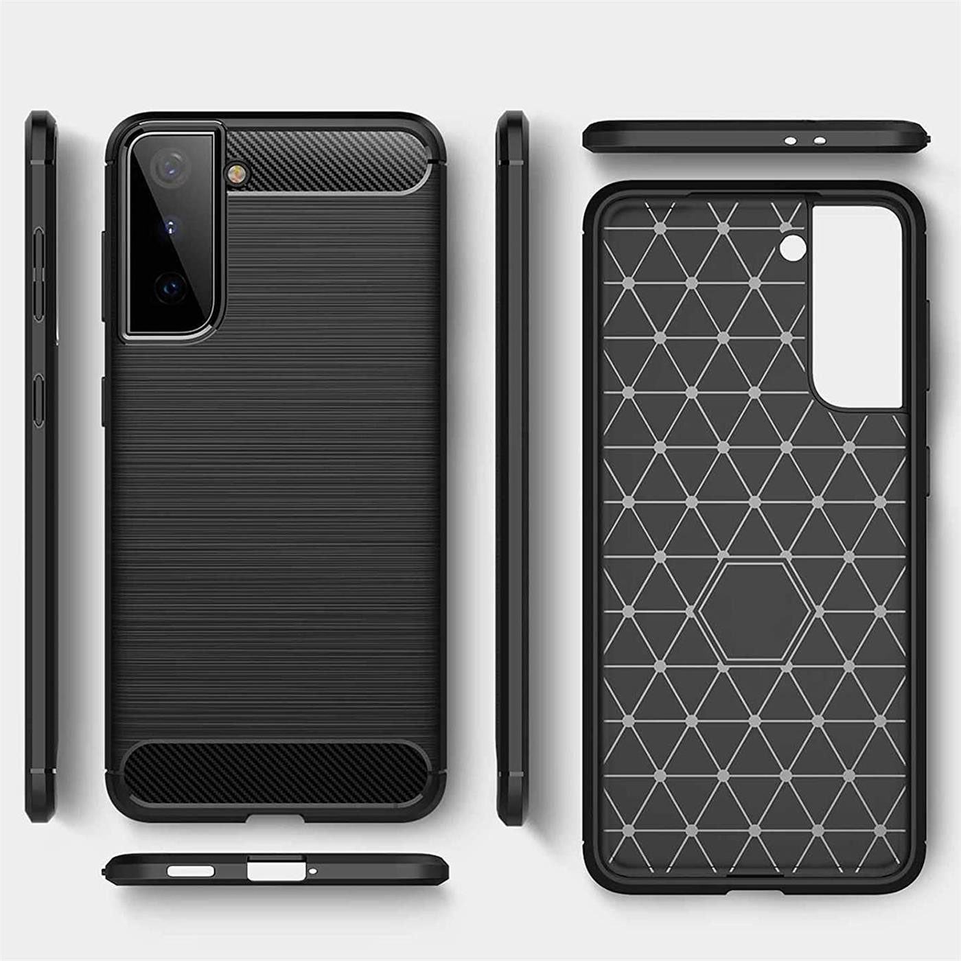 CoolGadget Handyhülle Carbon Handy Hülle für Samsung Galaxy S21 6,2 Zoll, robuste Telefonhülle Case Schutzhülle für Samsung S21 5G Hülle