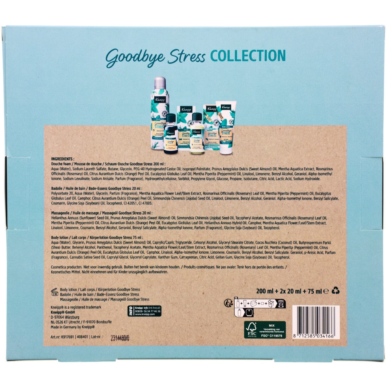 Kneipp Duschcreme Kneipp Geschenkset Goodbye Stress Wasserminze Rosmarin Duschschaum Bod