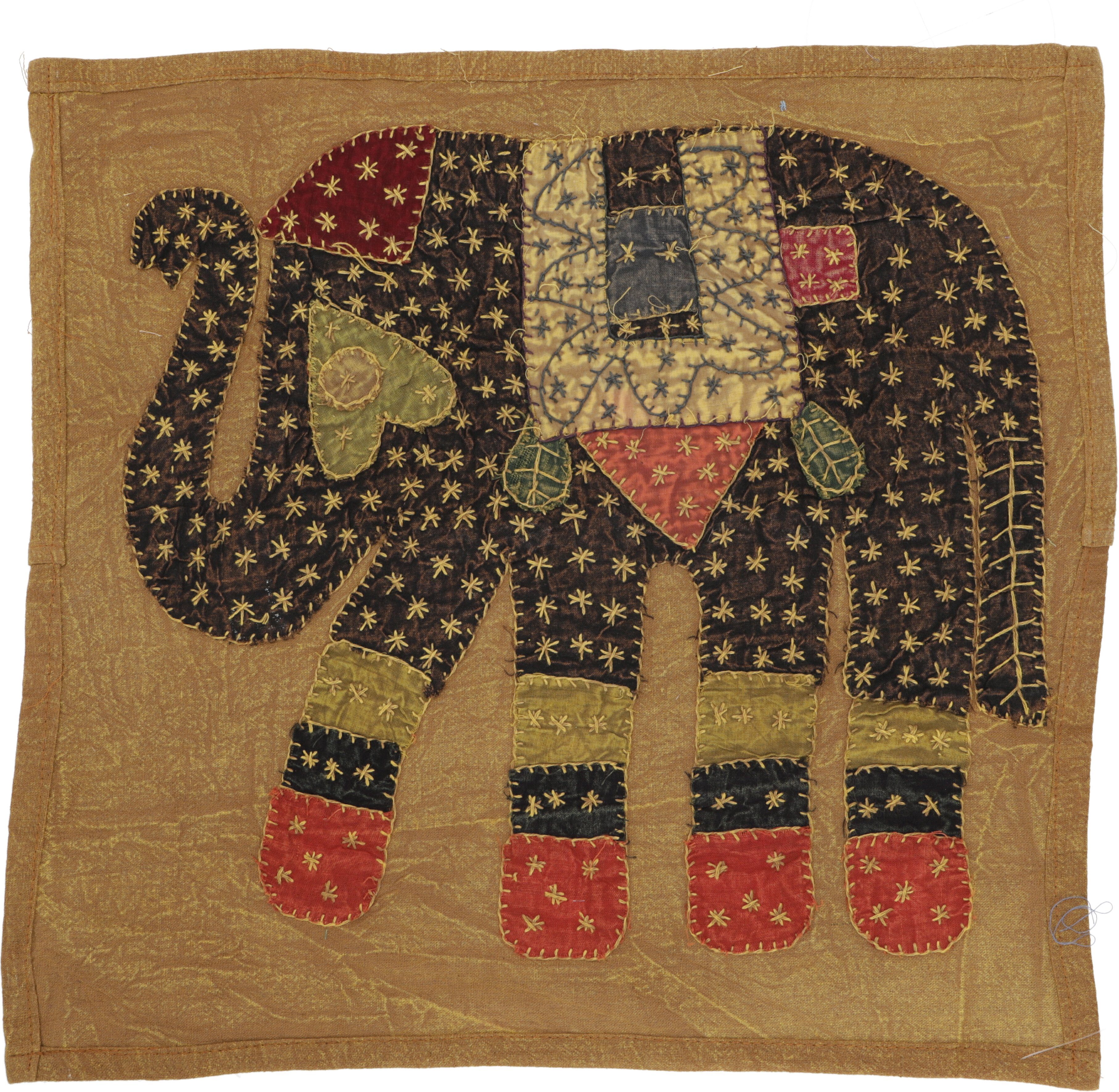 besticktes Indische Kissenhülle, Guru-Shop Elefanten.., Kissenbezüge caramel