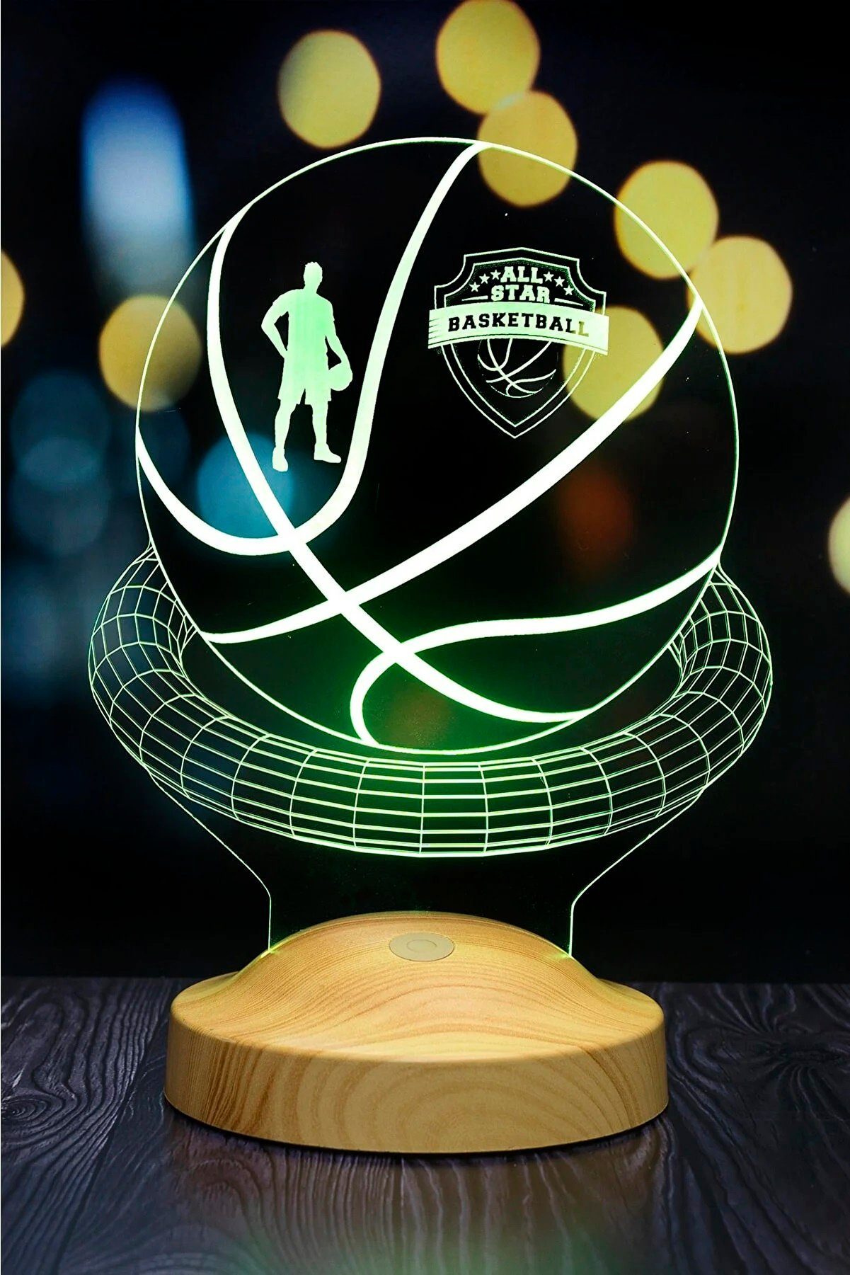 Geschenk Basketball Leuchte fest Gravur 7 Farben Geschenkelampe für Basketball LED Liebhaber, 3D Jungen, Nachttischlampe für Geschenk Spieler Basketball integriert, Männer,
