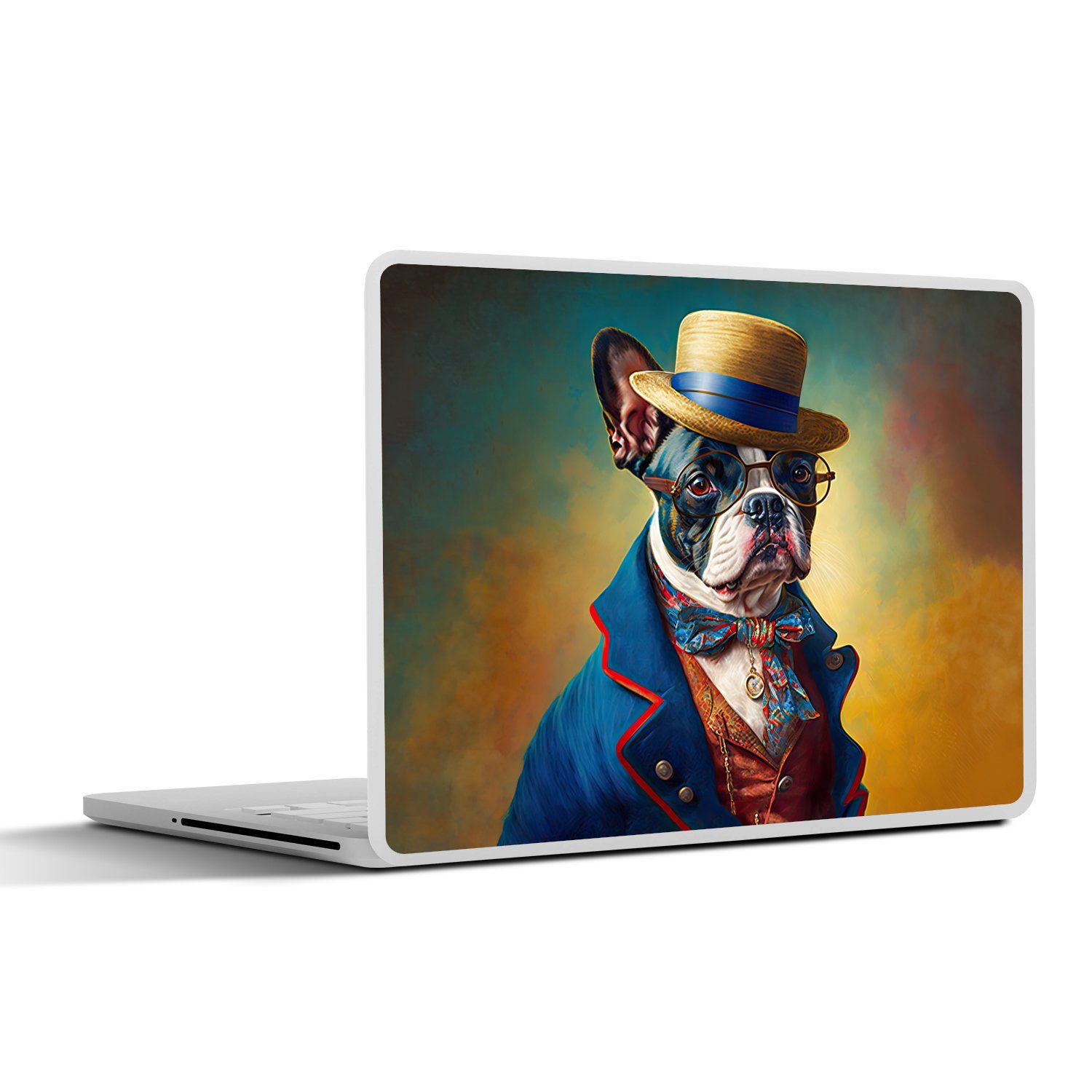 MuchoWow Laptop-Aufkleber Hund - Kleidung - Accessoires - Farbe - Porträt, (1tlg), Laptop Folien Cover, Aufkleber, Sticker, Schutz vor Kratzern, 25x18 cm