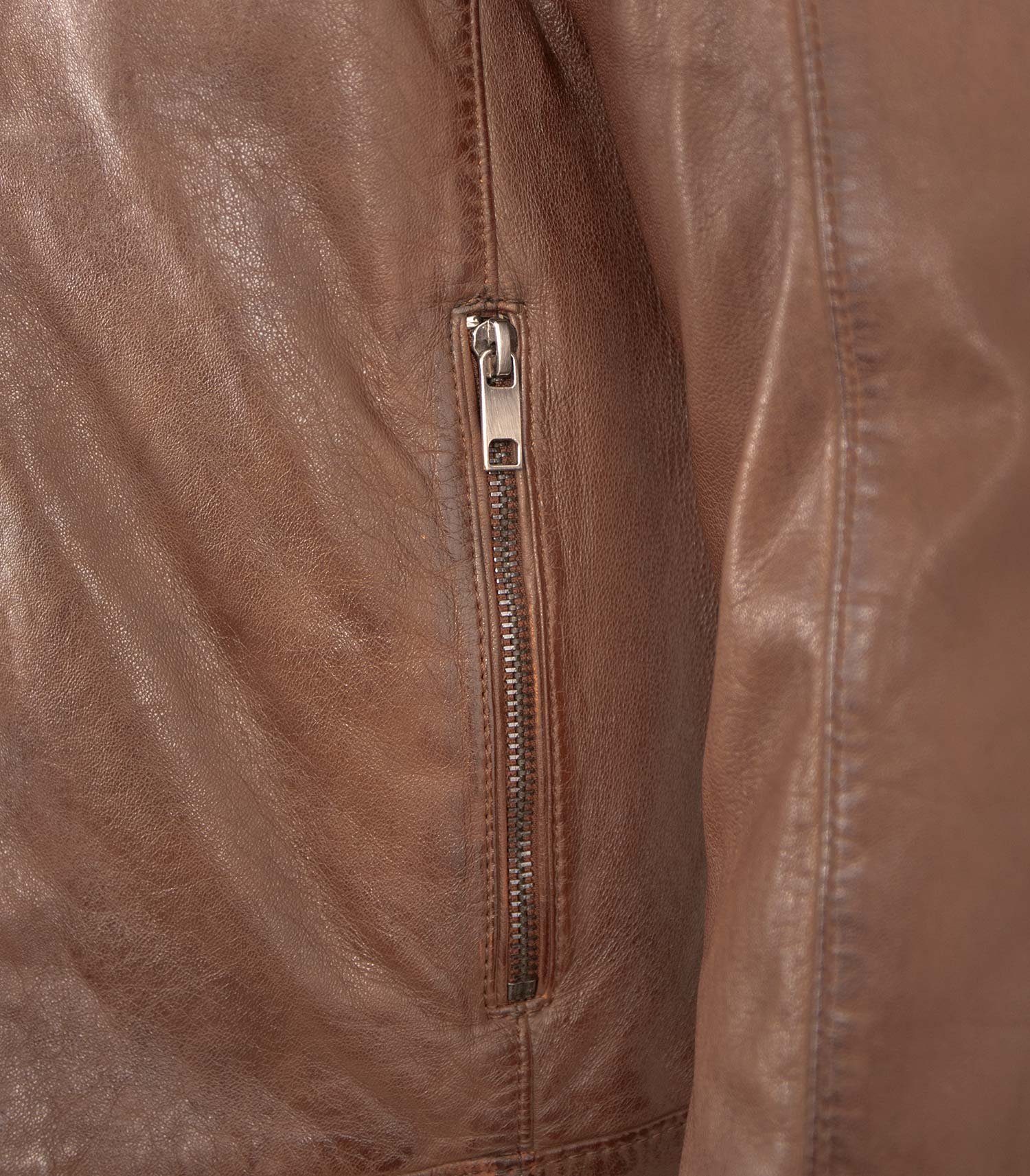 Deercraft Lederjacke DMEldrick Deercraft - Herren Lederjacke Lammnappa dunkel cognac