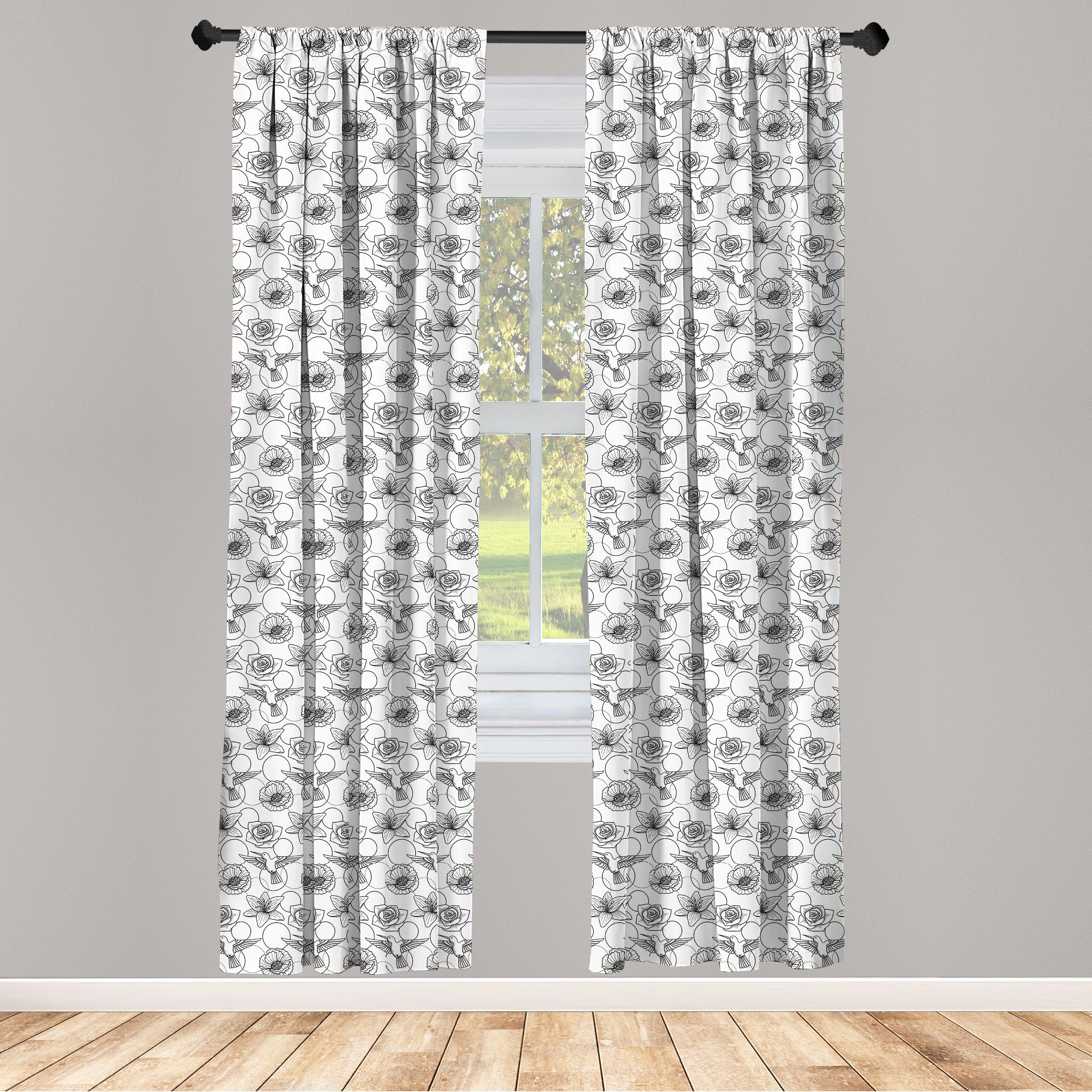 Schlafzimmer für Vorhang Colibri Blumen Gardine Microfaser, Wohnzimmer Jahrgang und Abakuhaus, Dekor, Vögel