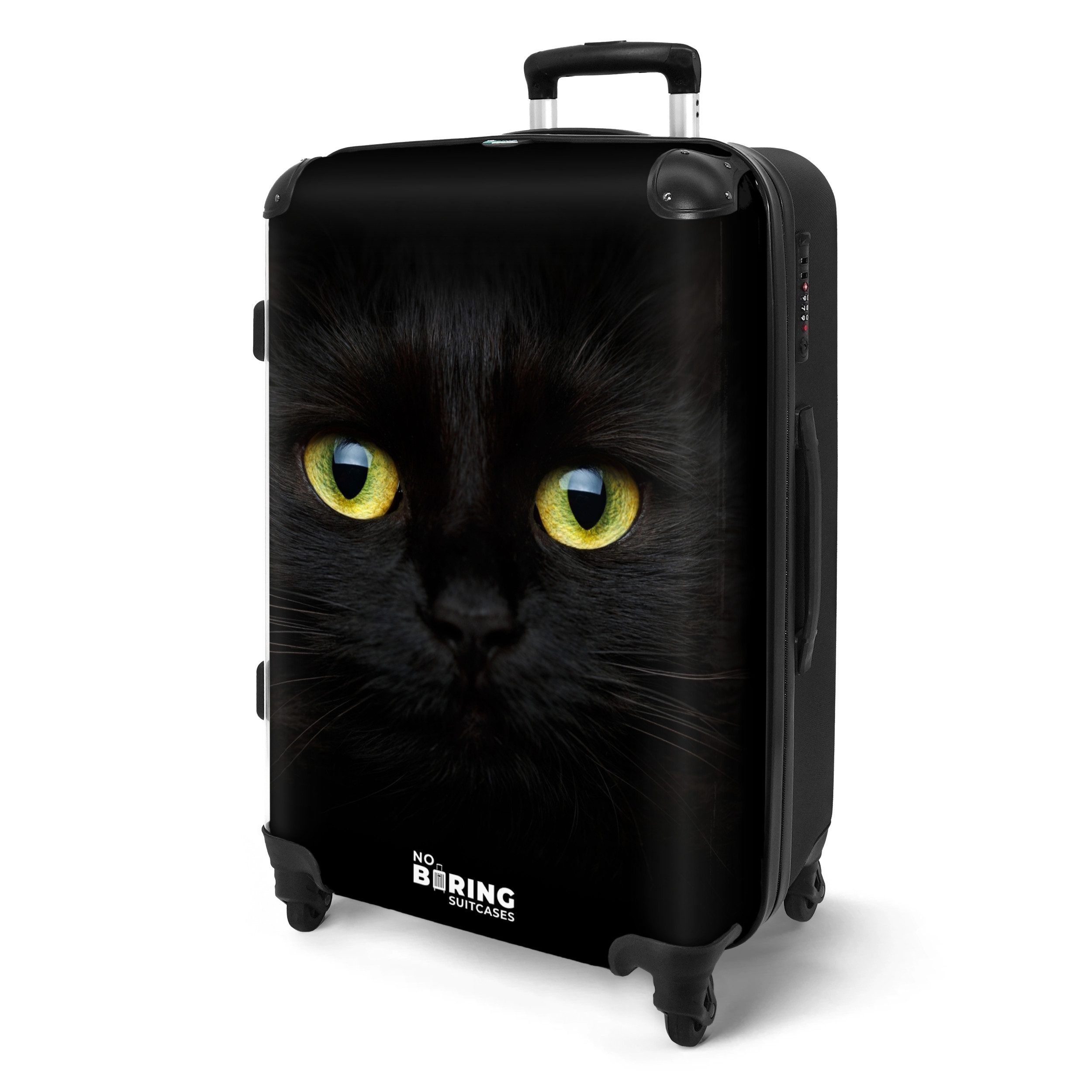 NoBoringSuitcases.com© Hartschalen-Trolley Schwarze Katze mit hellen günstig online kaufen