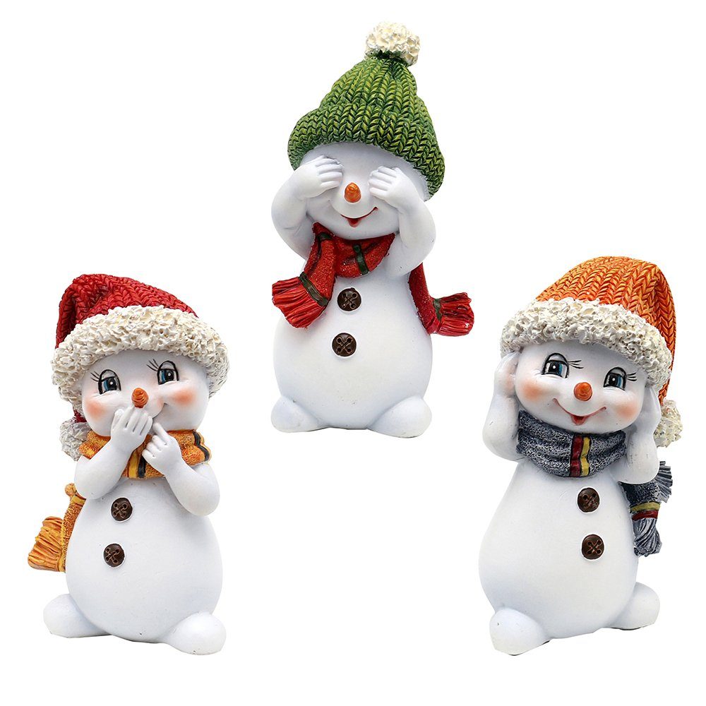 Dekofigur Schneekinder - nichts hören, sehen, sagen - mit Mütze und Schal