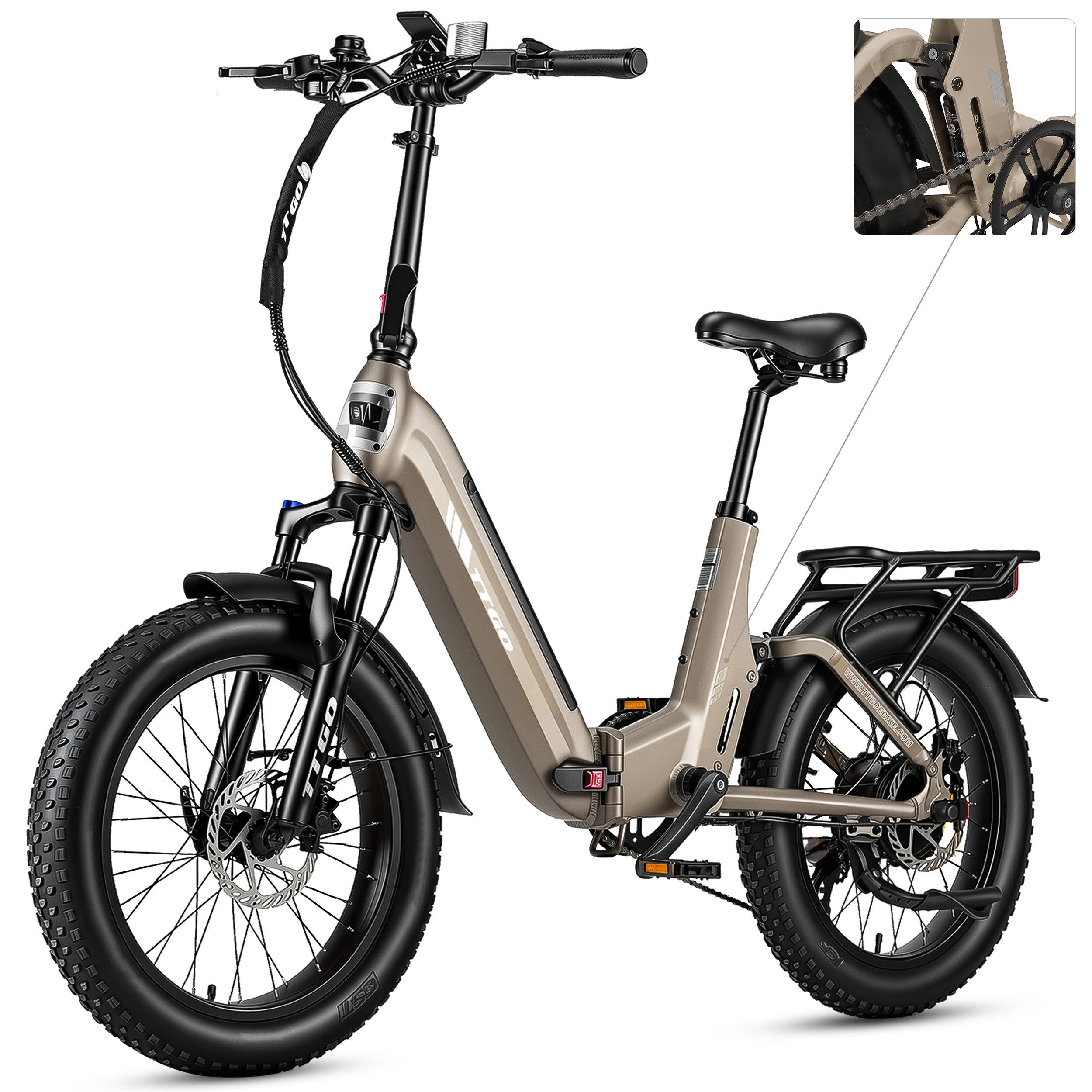 Vankel E-Bike Klapprad 20 Zoll, Fully Klapprad Fatbike, max. 150km, 150kg belastbar, 7 Gang SHIMANO, Kettenschaltung, Heckmotor, 720 Wh, (Softtail, separates Bremslicht, Vollfederung, Drehmomentsensor), Tiefeinstieg, Elektrofahrrad für Damen Herren, All-Terrain-E-Bike