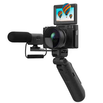 Fine Life Pro V10 Vlog Kamera Systemkamera (16 MP, 16x opt. Zoom, WLAN (Wi-Fi), Sony-Sensoren, Youtube-Kamera, Inklusive Tragetasche, Erkennung von Gesichtern)