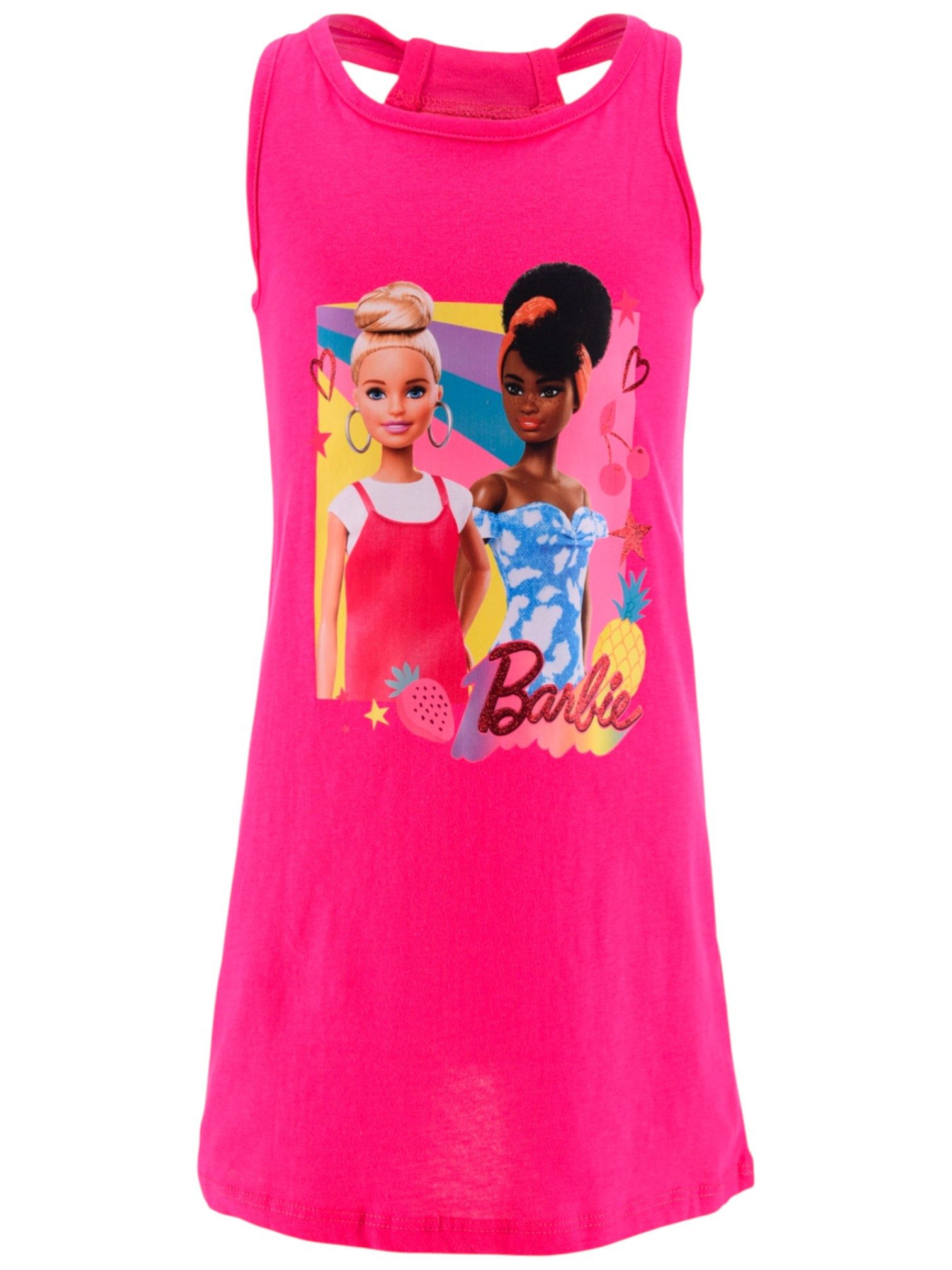 Barbie Sommerkleid mit Glitzerdetails Mädchen Jerseykleid Gr. 104-140 cm